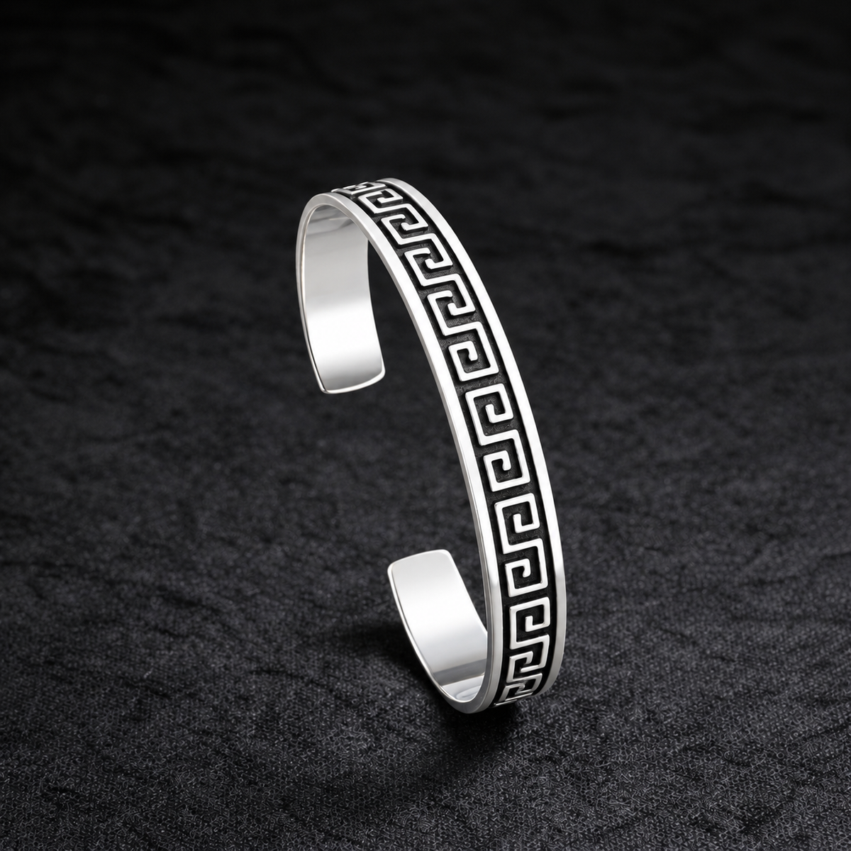 925 Sterling Silver Greek Key Cuff Kada