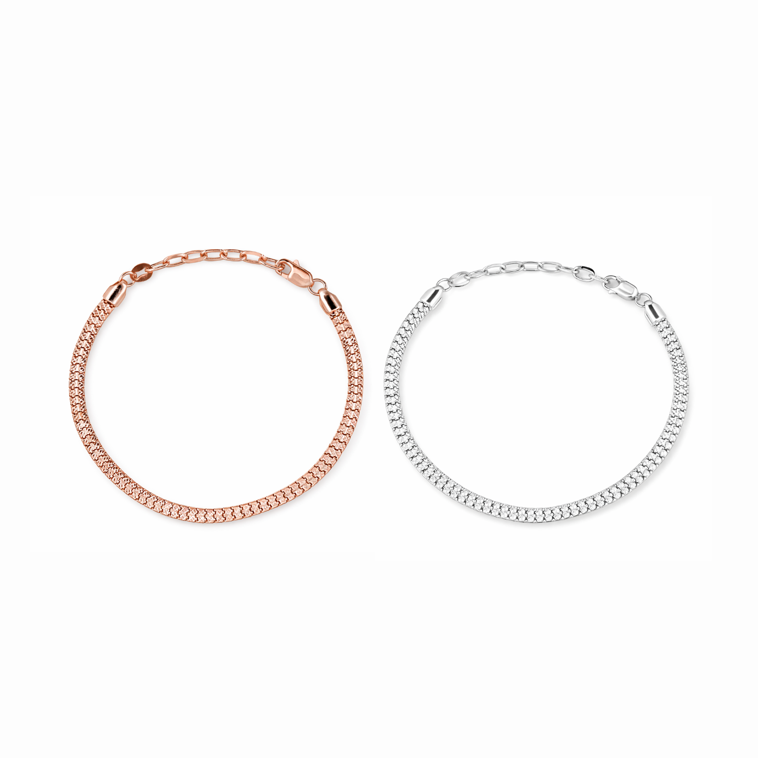 Mesh Chain Classic Rose Gold Plated 925 Sterling Silver Chain Bracelet