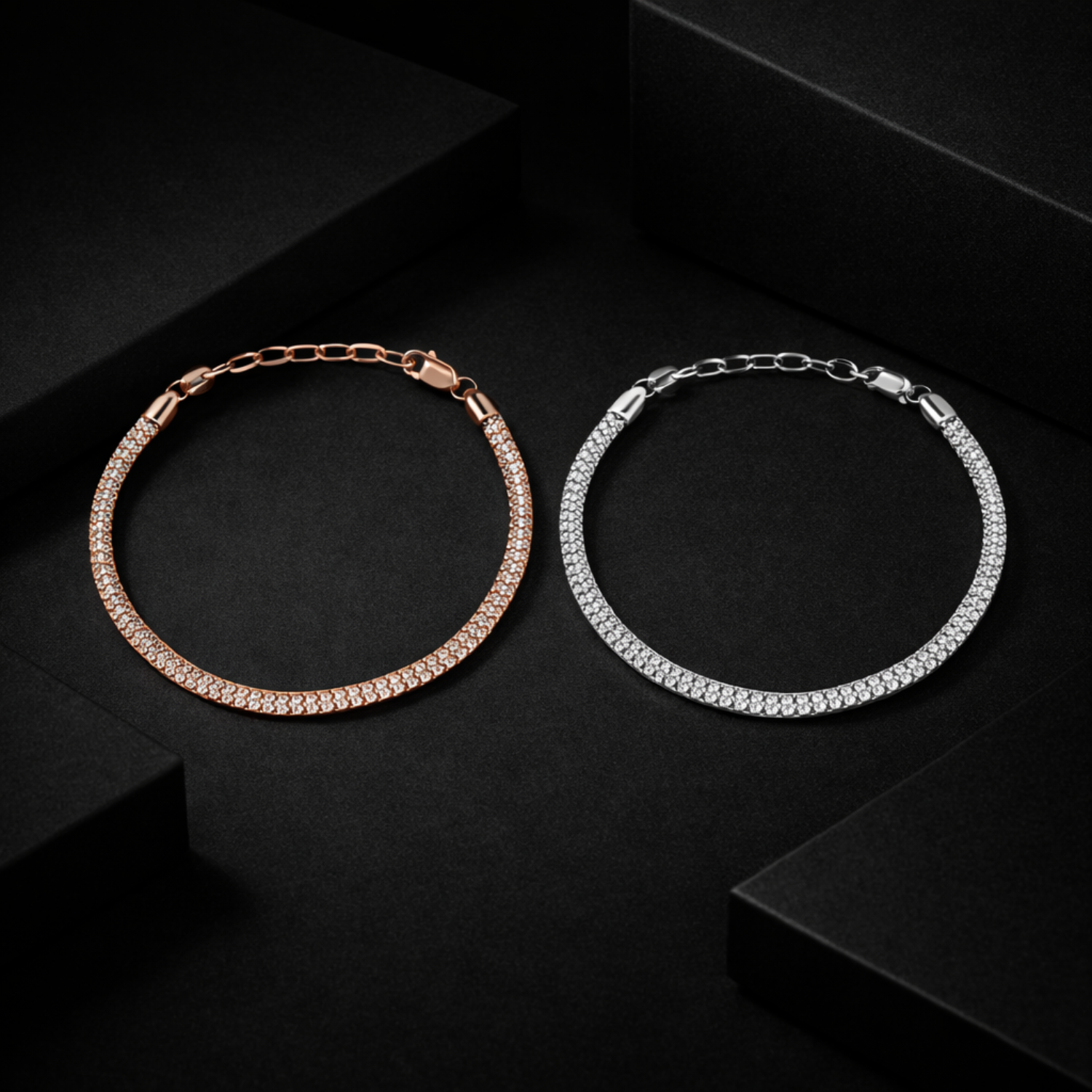 Mesh Chain Classic Rose Gold Plated 925 Sterling Silver Chain Bracelet
