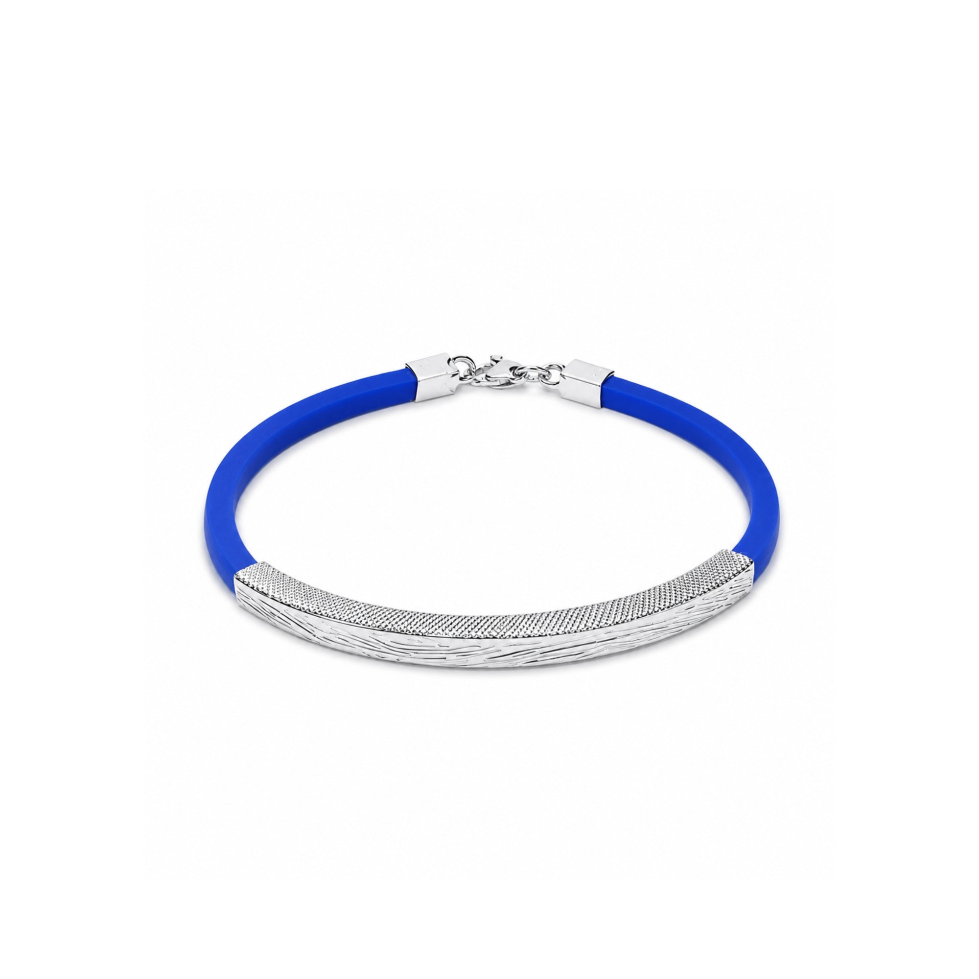925 Sterling Silver Men's Bracelet Blue Wrist Band for Men