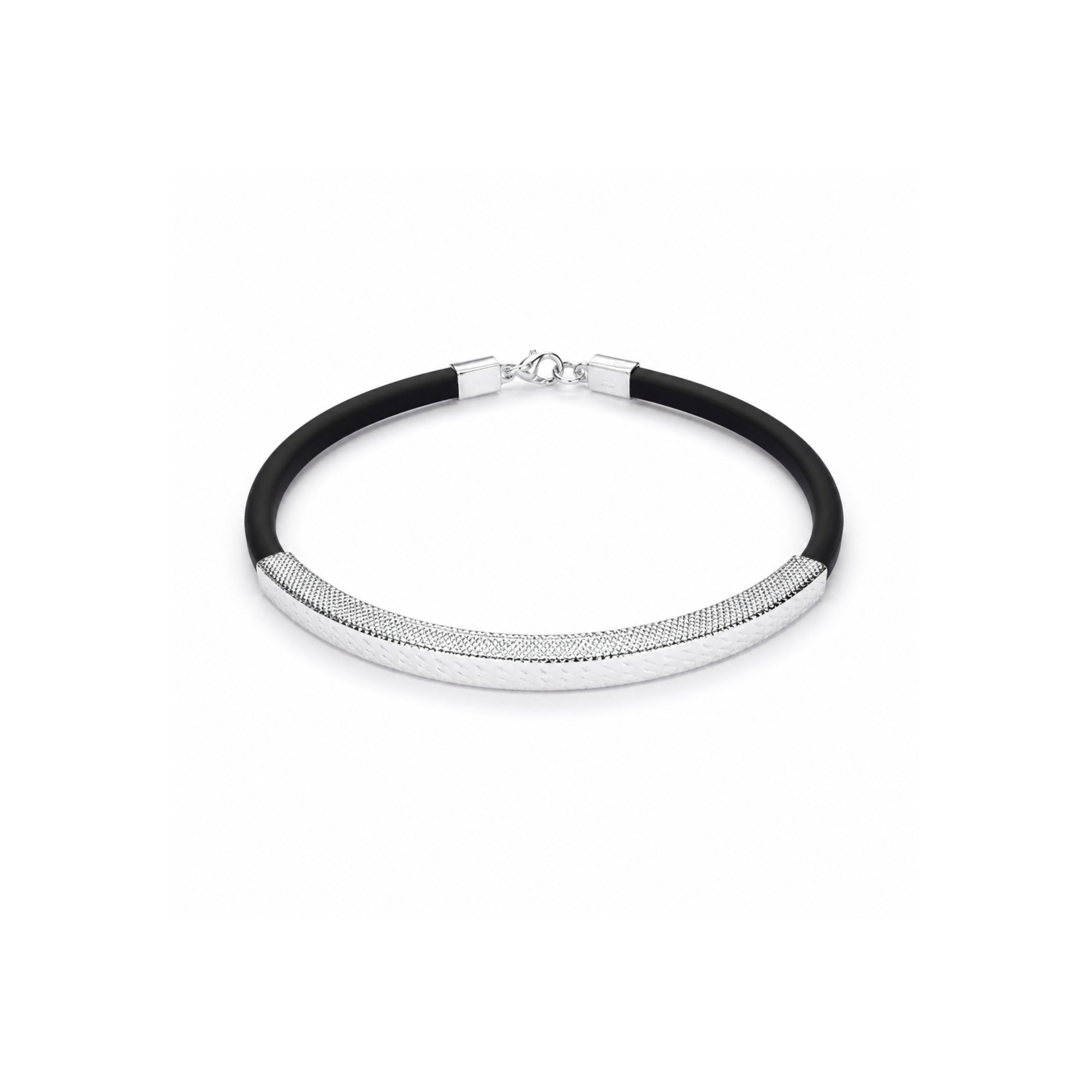 925 Sterling Silver Men's Bracelet Black Silicone Wrist Band for Men