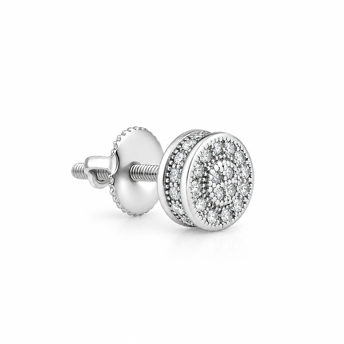 Round Solitaire CZ Ear Stud For Him