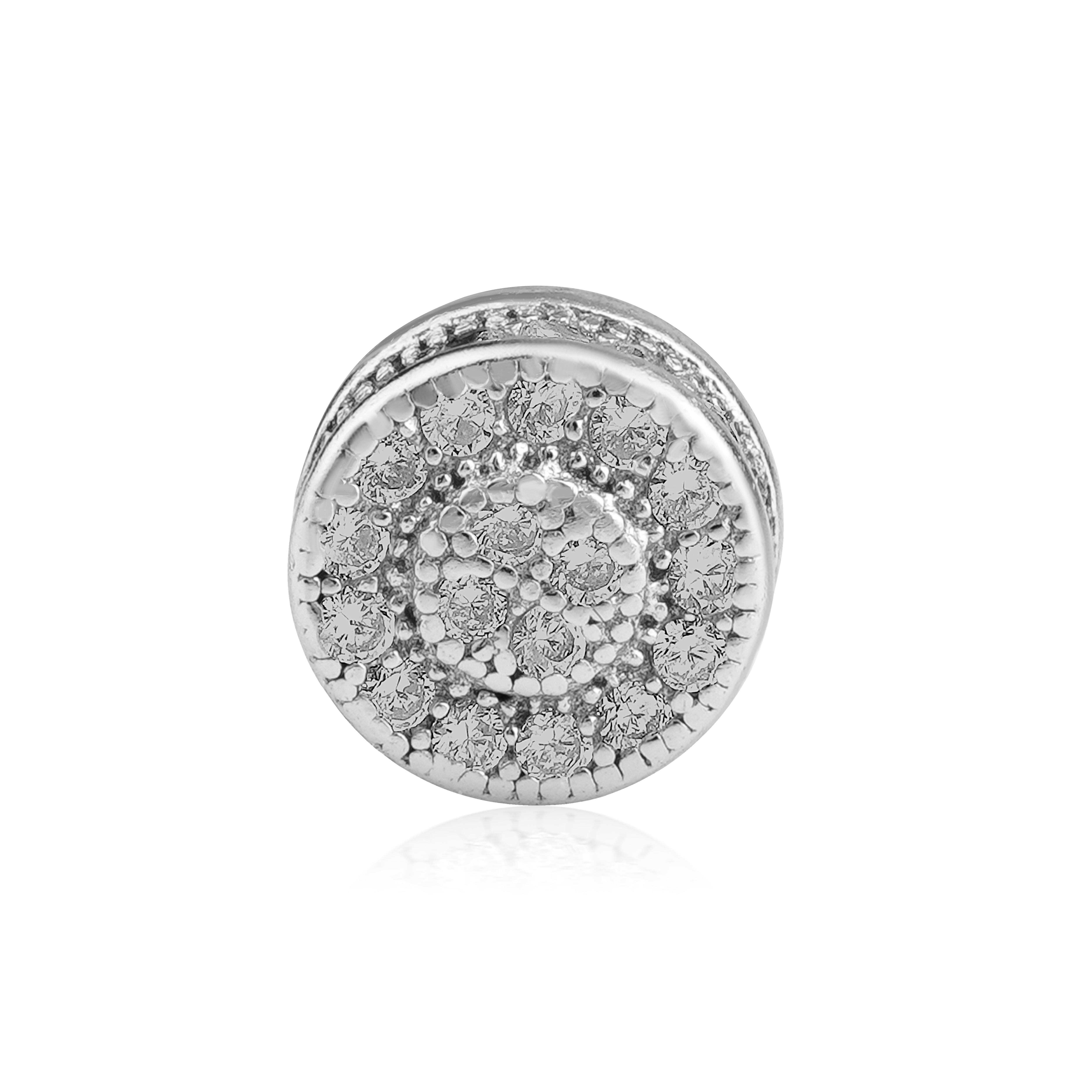 Round Solitaire CZ Ear Stud For Him