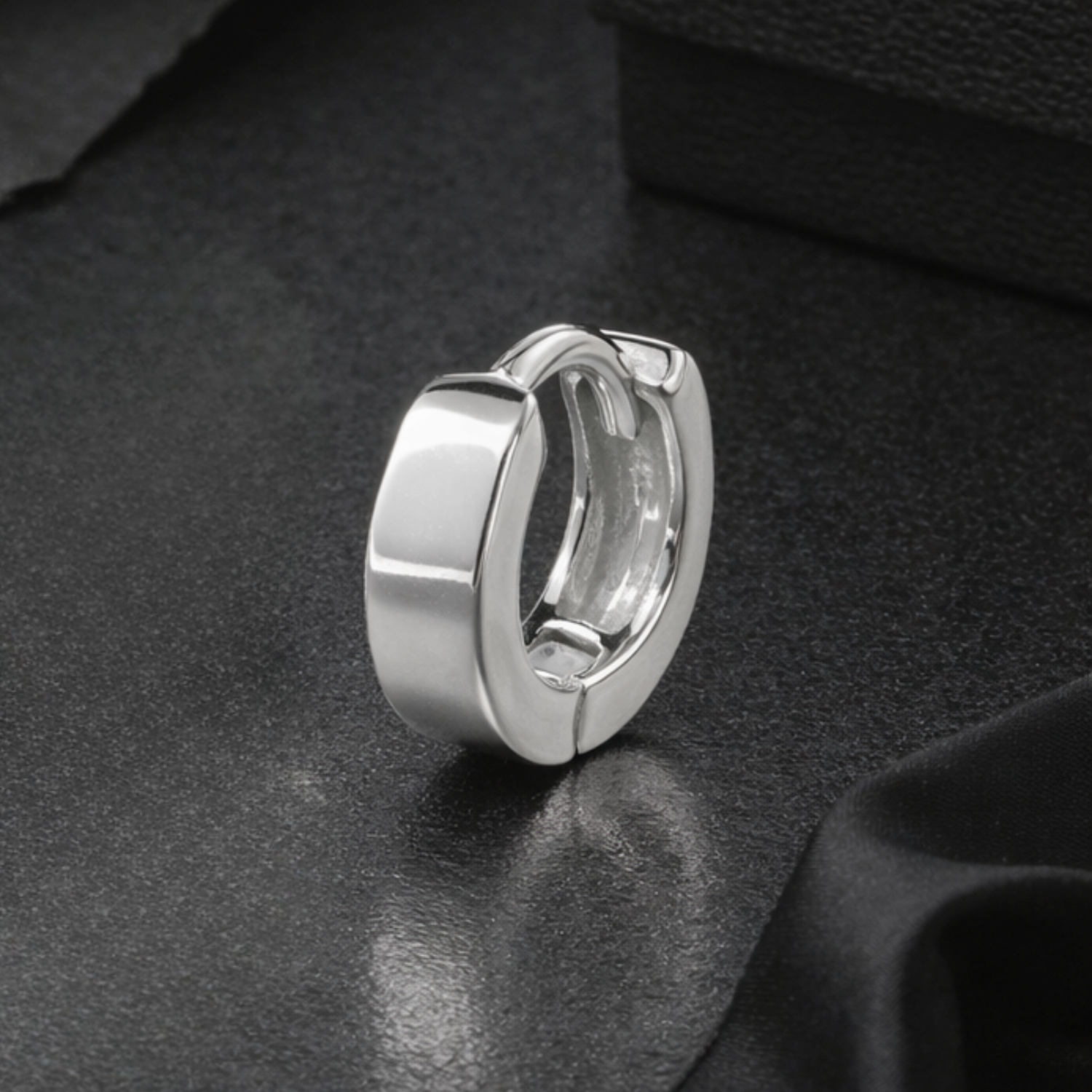Argentum Bold Band Solid 925 Sterling Silver Men's Hoop