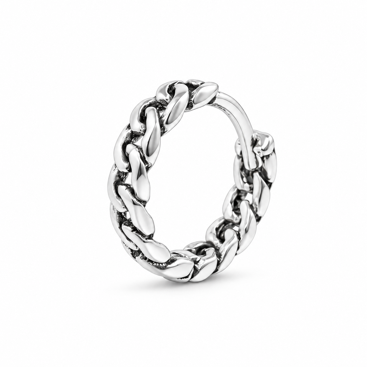 925 Sterling Silver Cuban Link Huggie Hoop Earrings