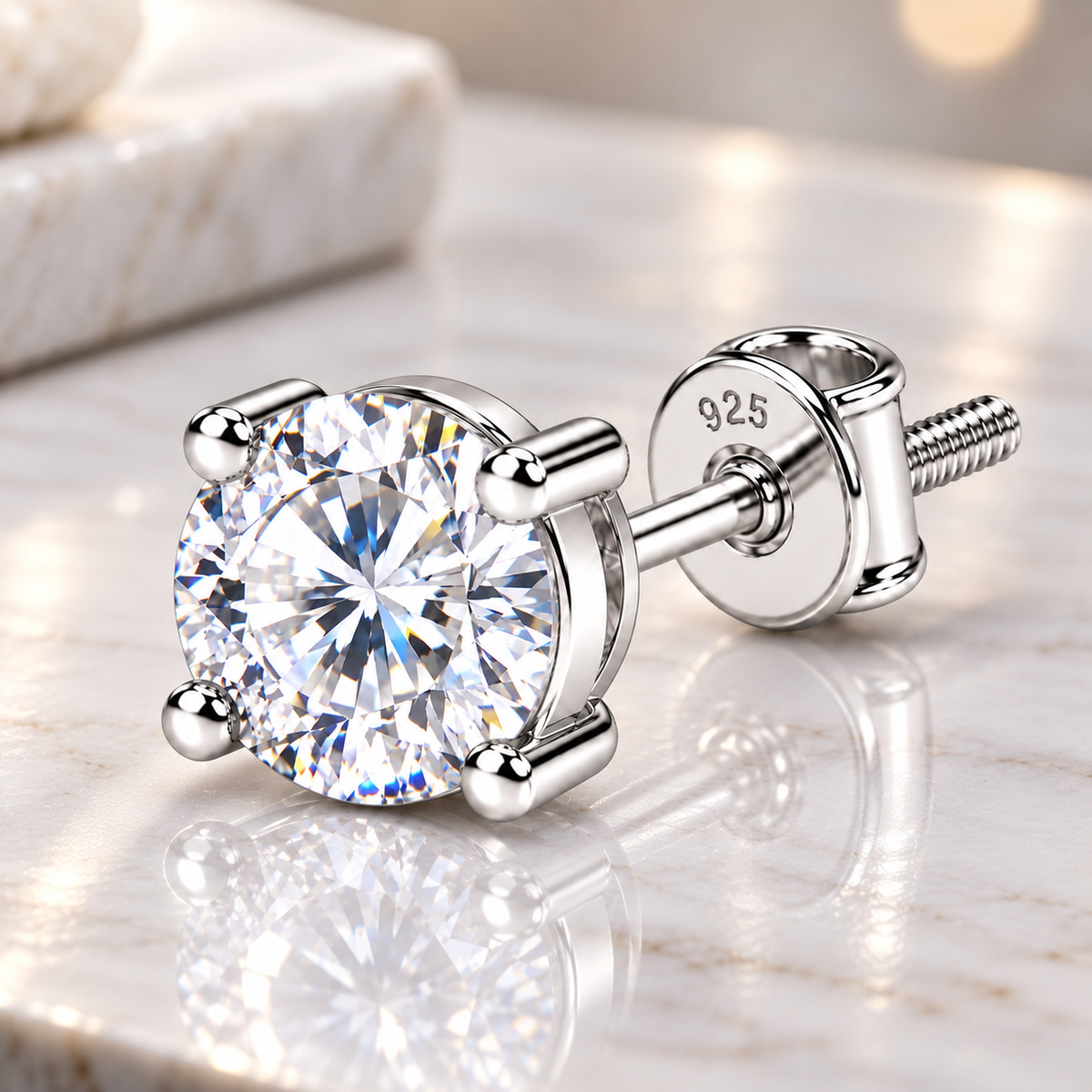 Round Solitaire Stud Earring