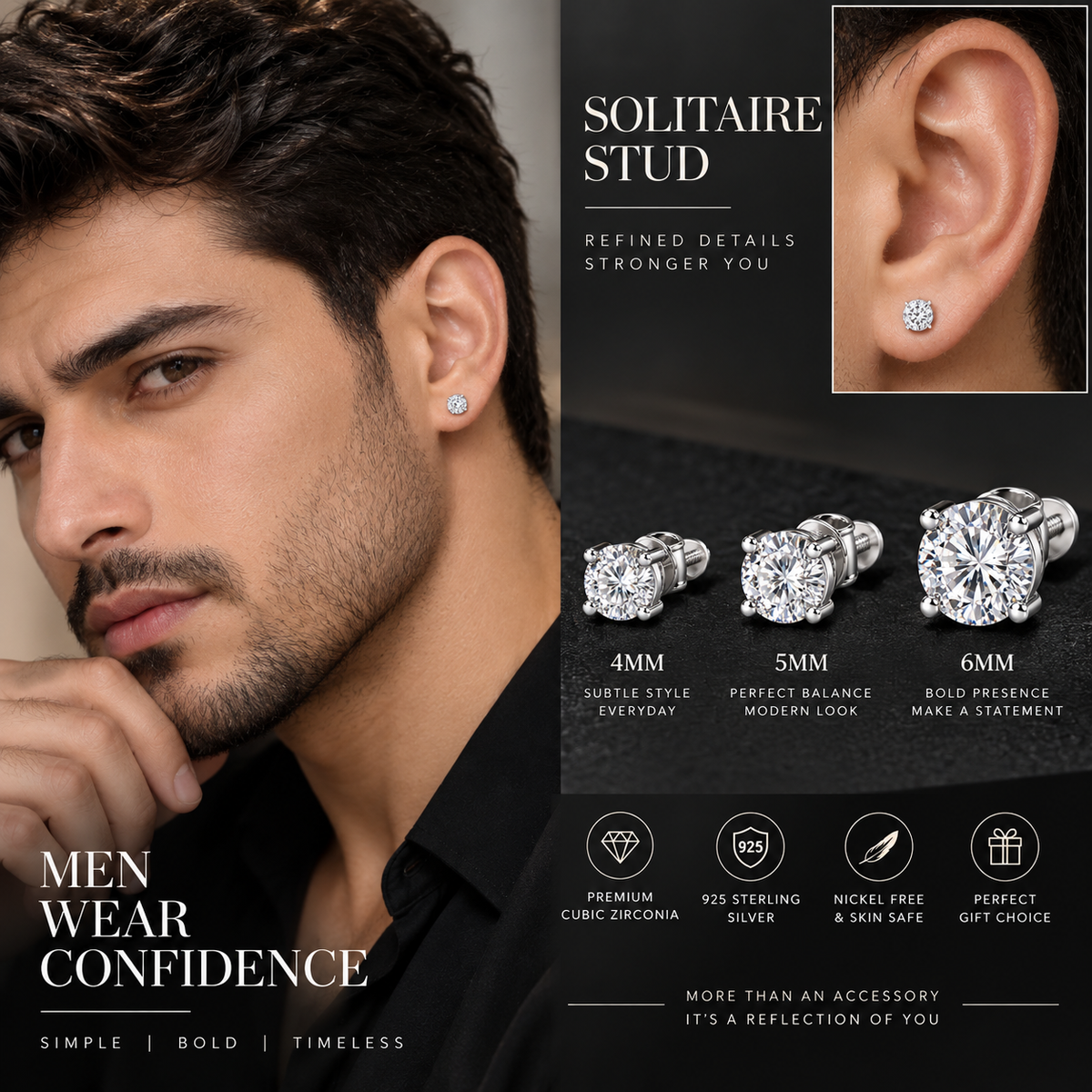Round Solitaire Stud Earring