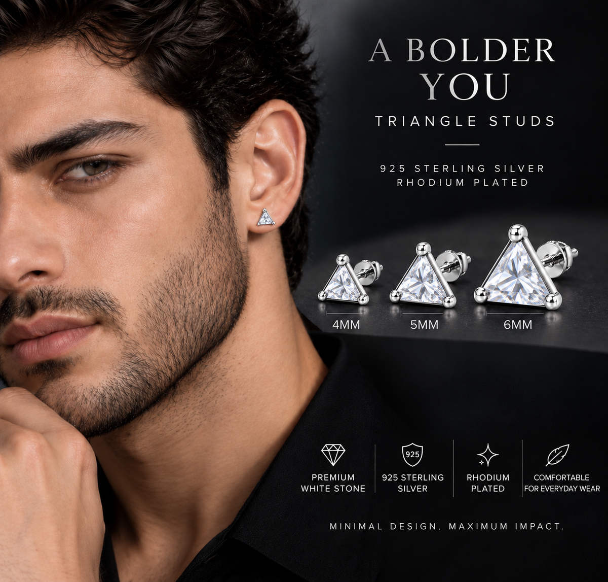 Triangle Clear Stone Stud Earring