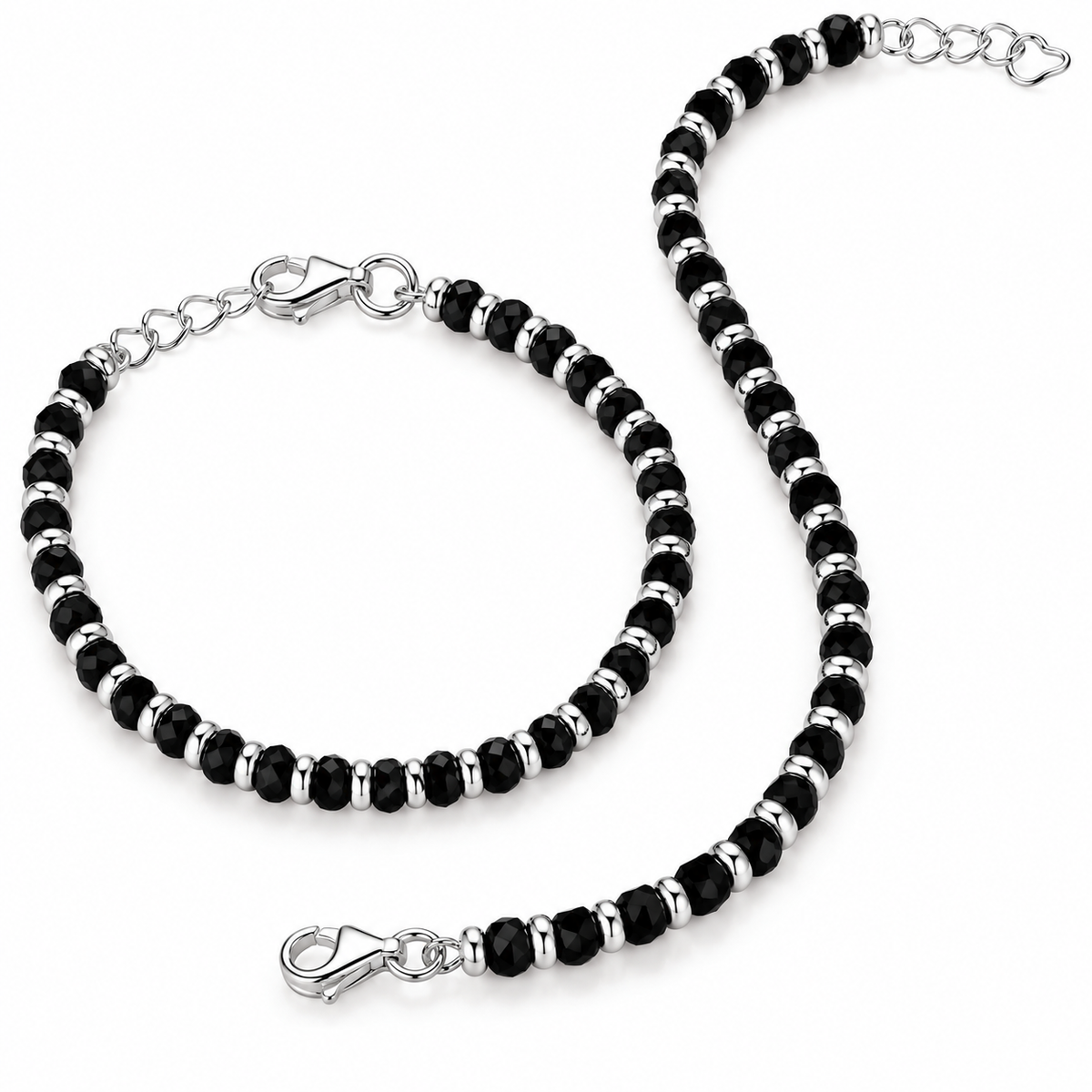 Swoke 925 Sterling Silver Baby Nazariya Bracelet with Black Beads