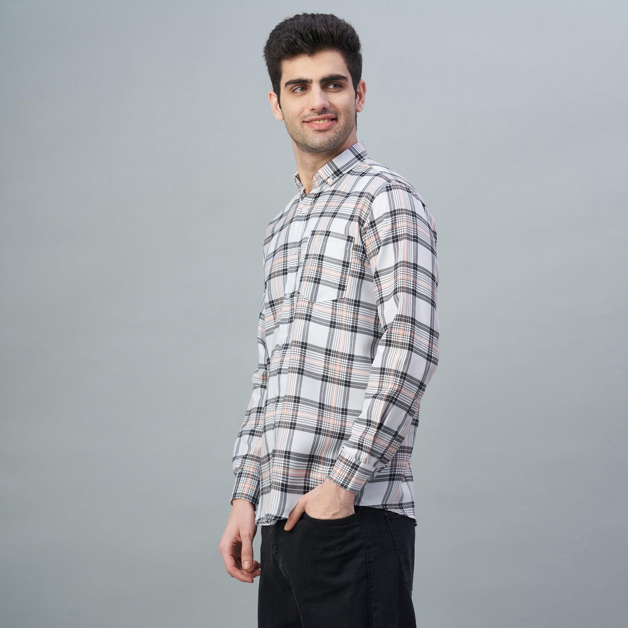 Men's Checks 100% Cotton Regular Fit Casual Shirts