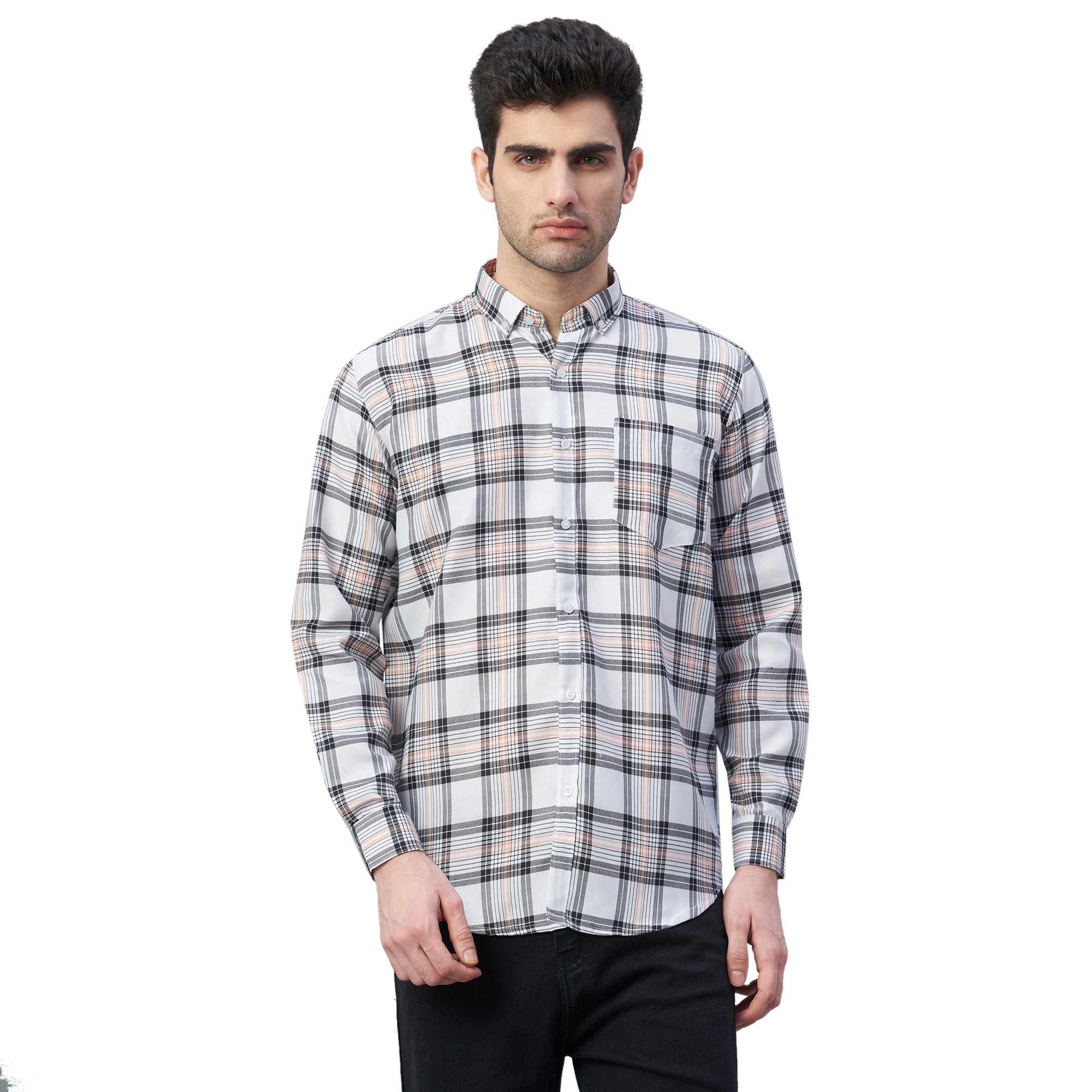 Men's Checks 100% Cotton Regular Fit Casual Shirts