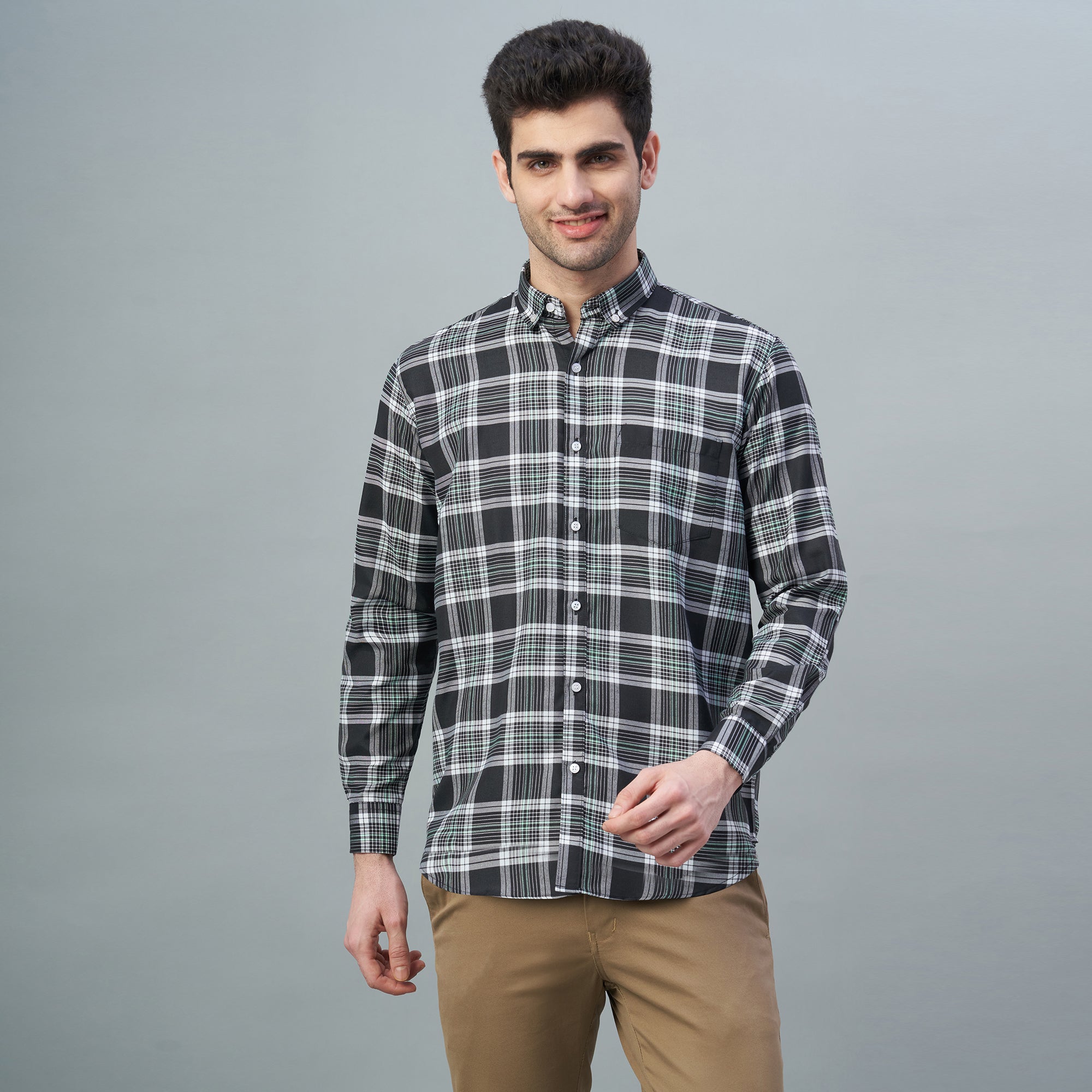 Men's Black Checks 100% Cotton Shirt