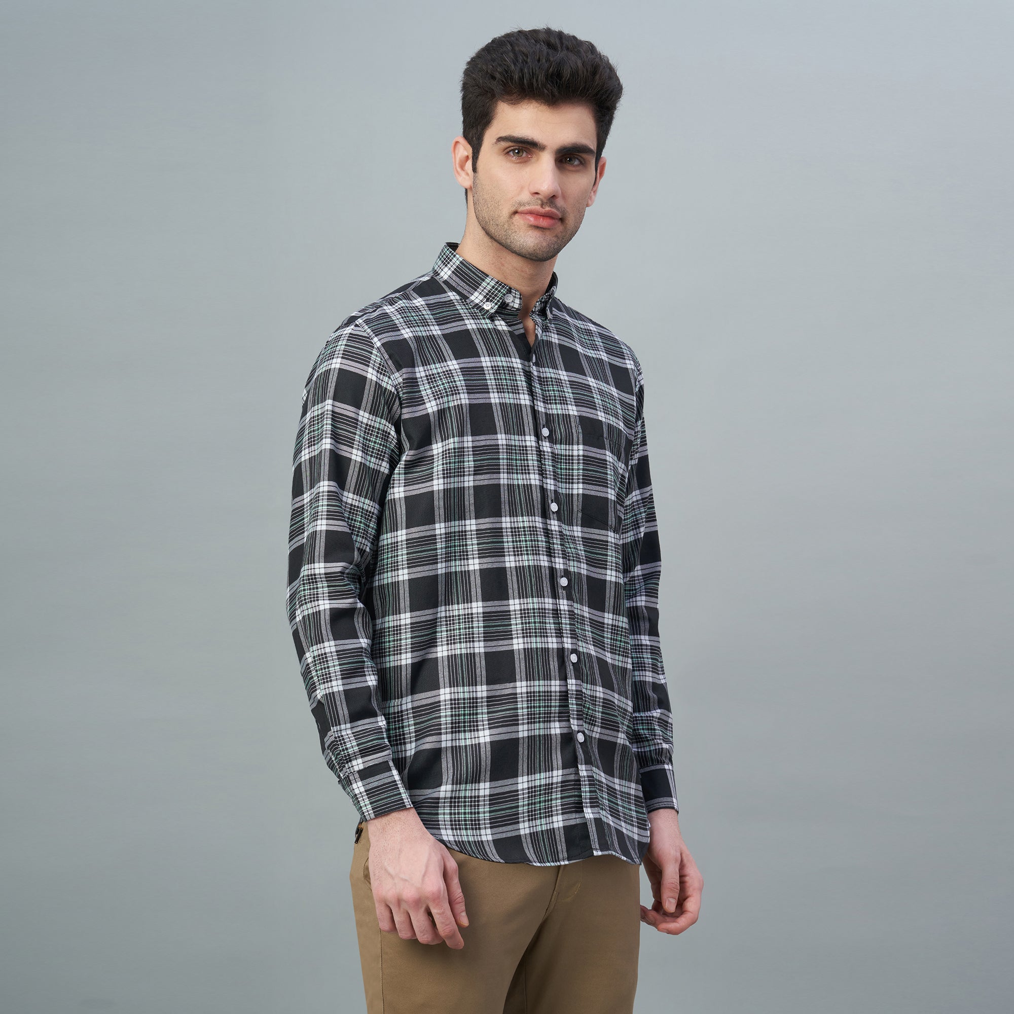 Men's Black Checks 100% Cotton Shirt