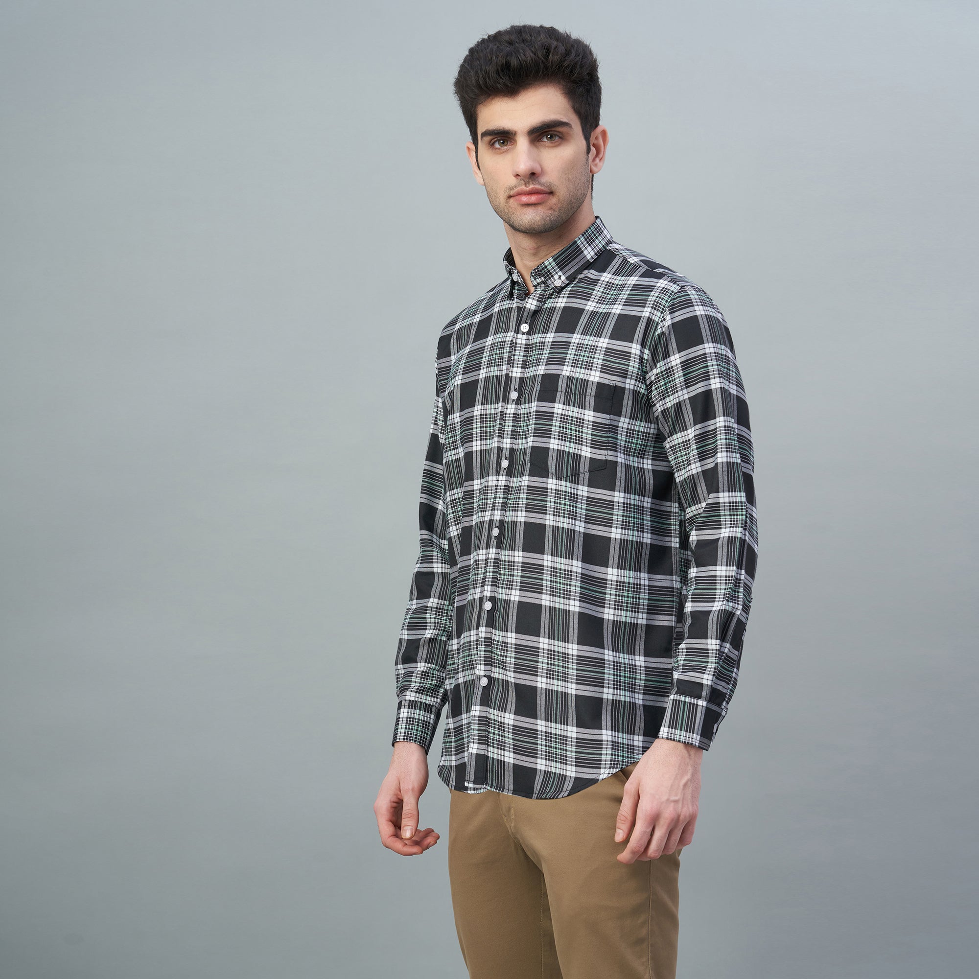 Men's Black Checks 100% Cotton Shirt