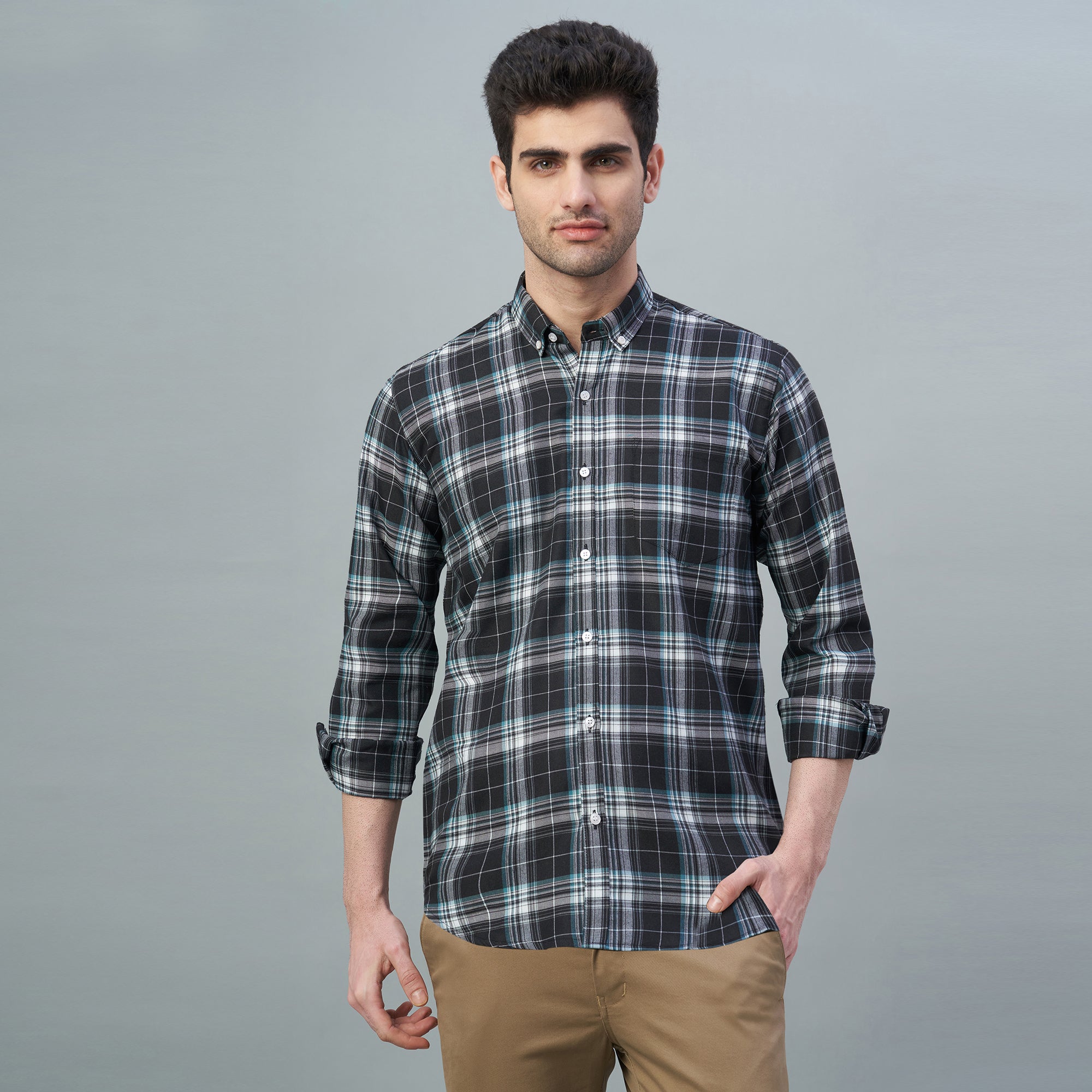 Men's Black Checks 100% Cotton Shirt