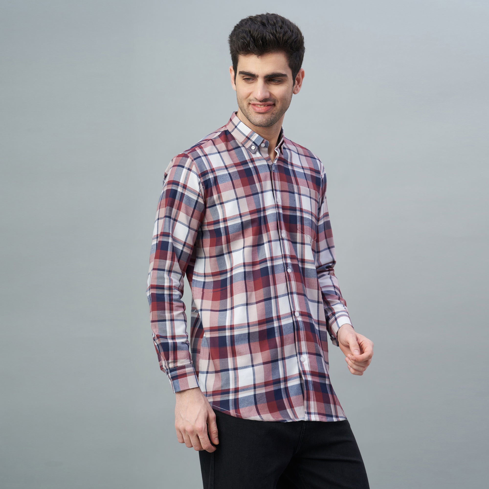 Men's Red Checks 100% Cotton Shirt