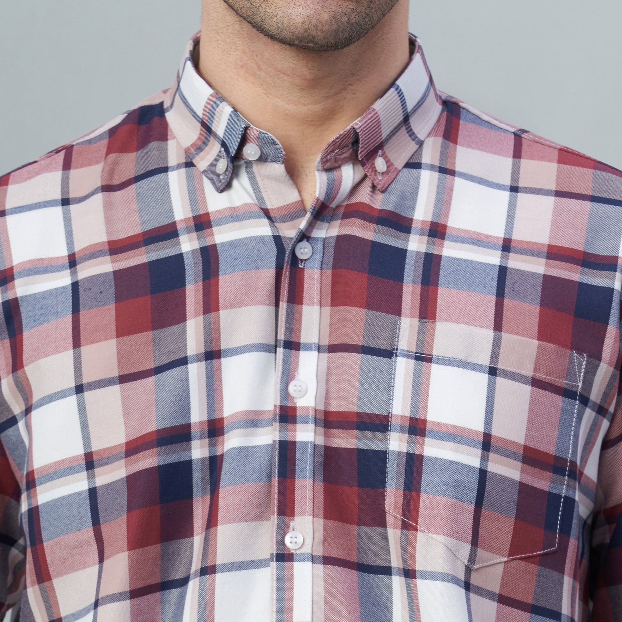 Men's Red Checks 100% Cotton Shirt