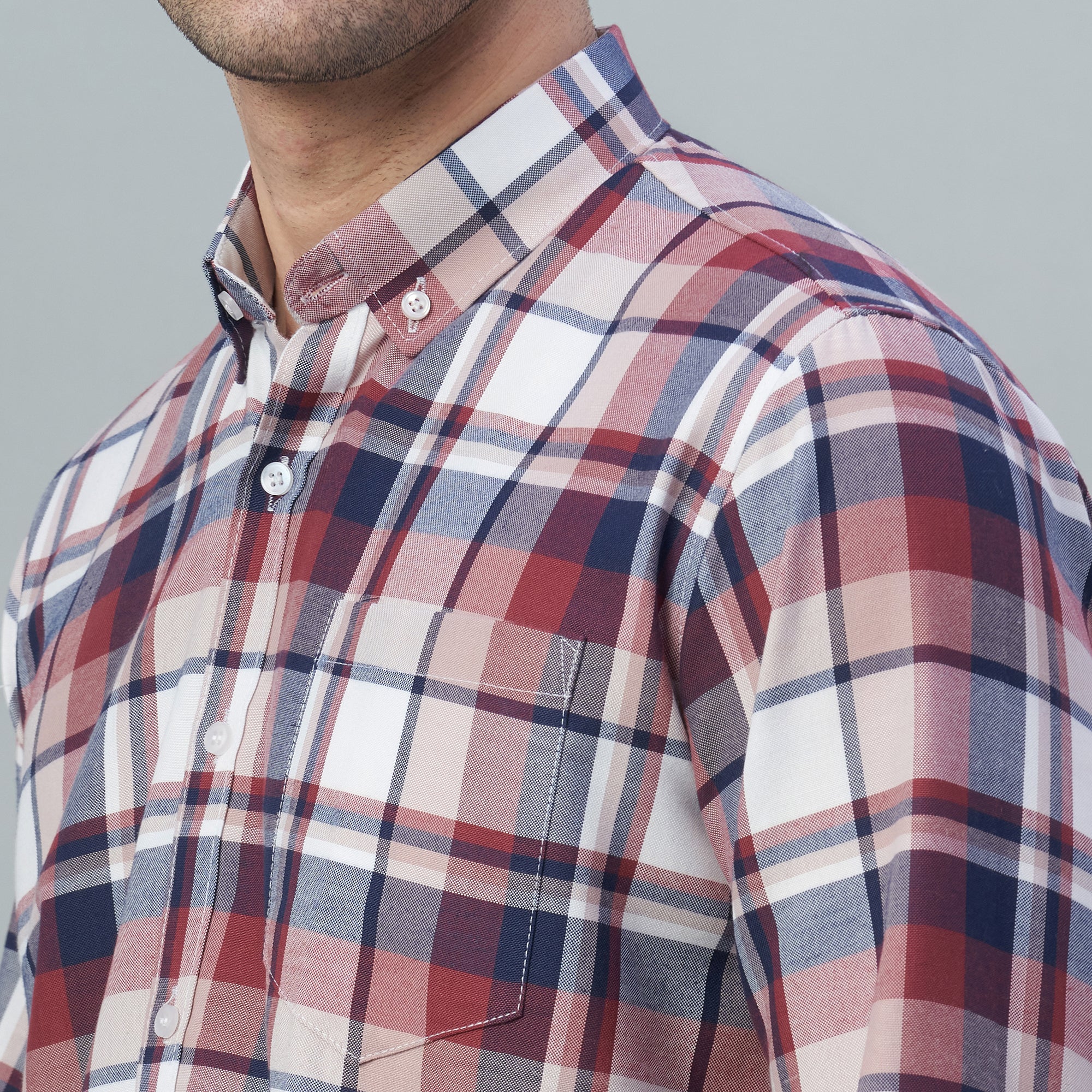 Men's Red Checks 100% Cotton Shirt
