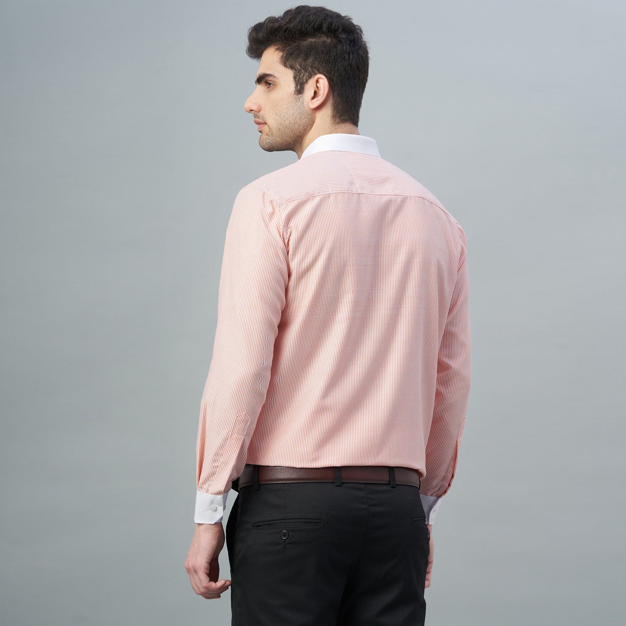 Men's Light Green Stripes 100% Cotton Shirt