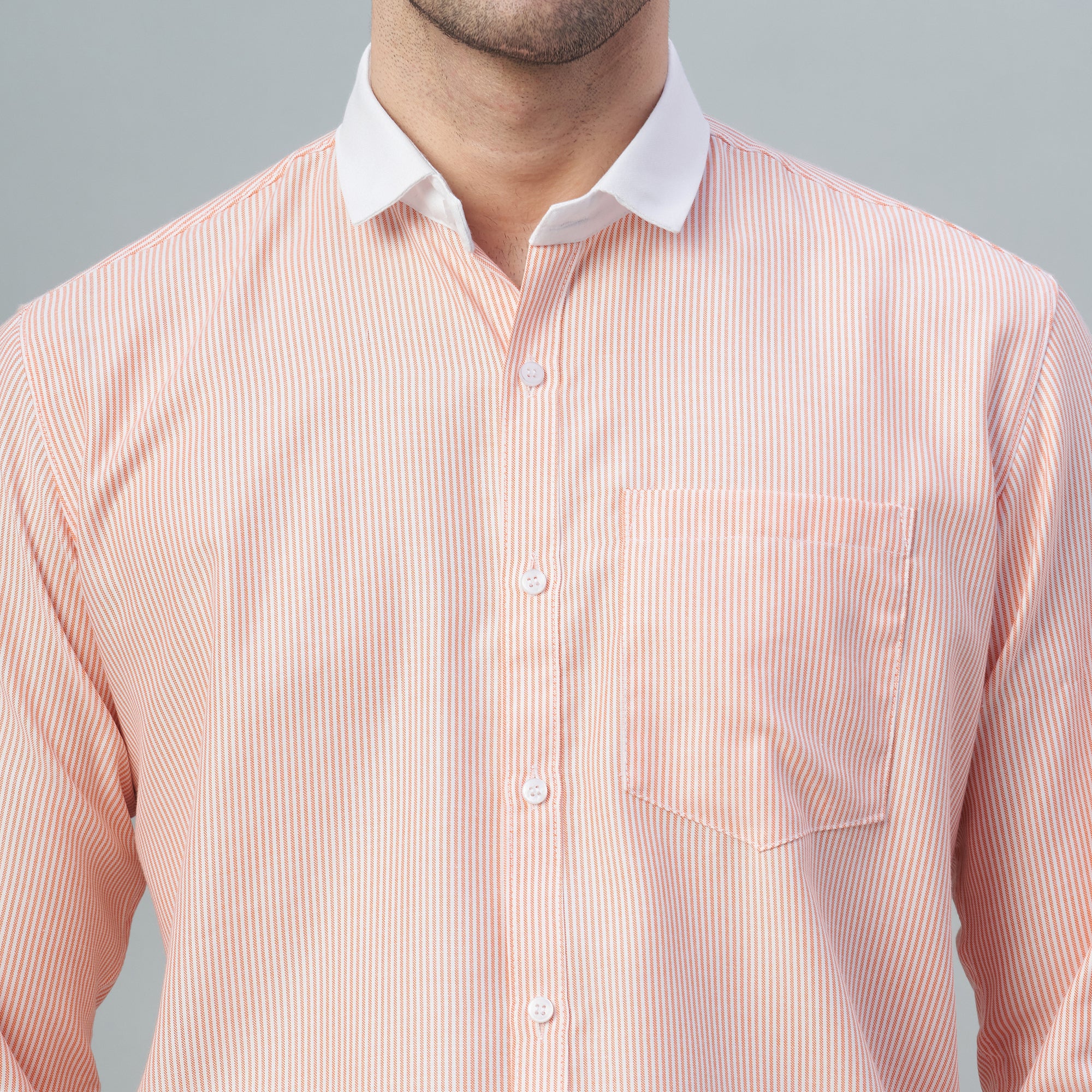 Men's Light Green Stripes 100% Cotton Shirt