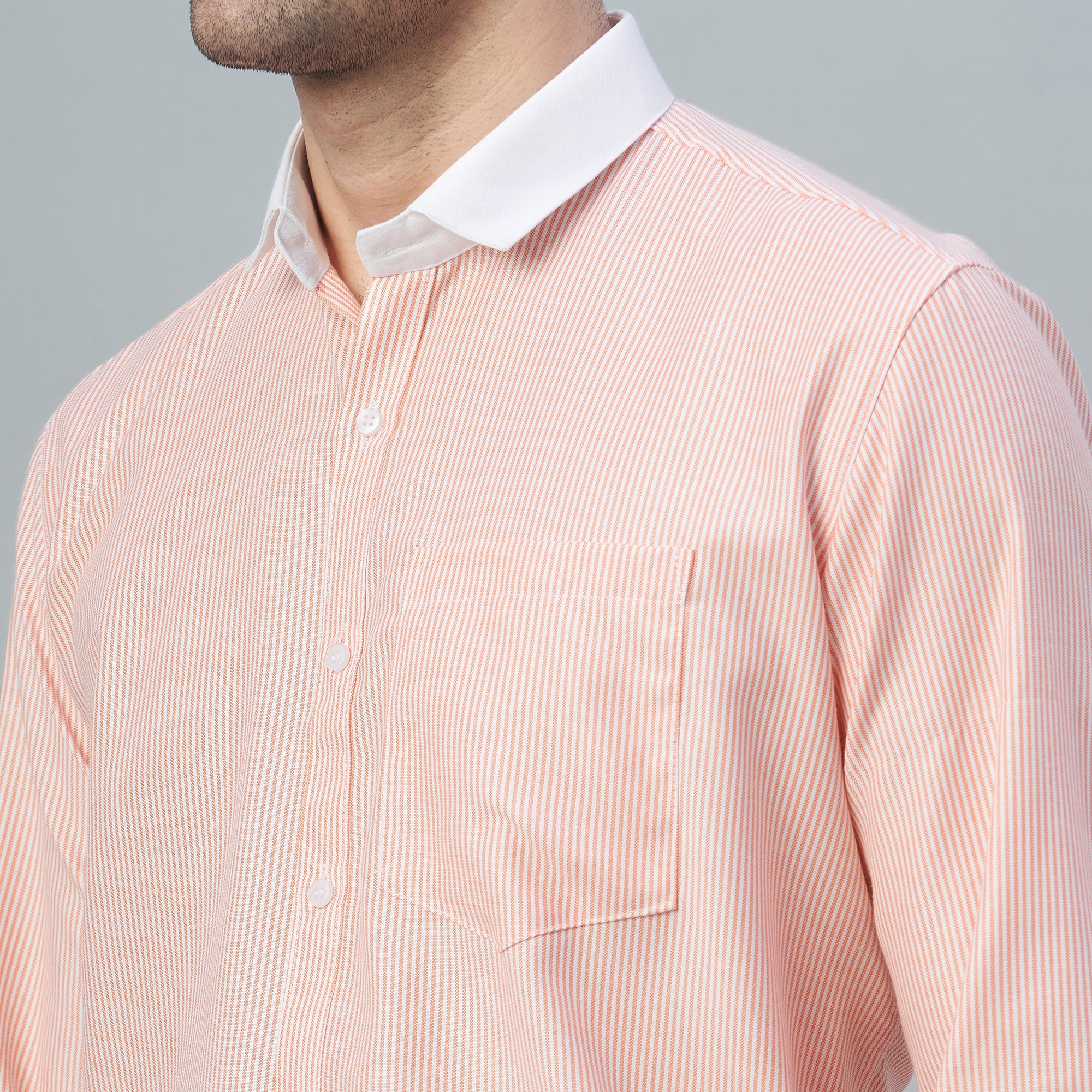 Men's Light Green Stripes 100% Cotton Shirt