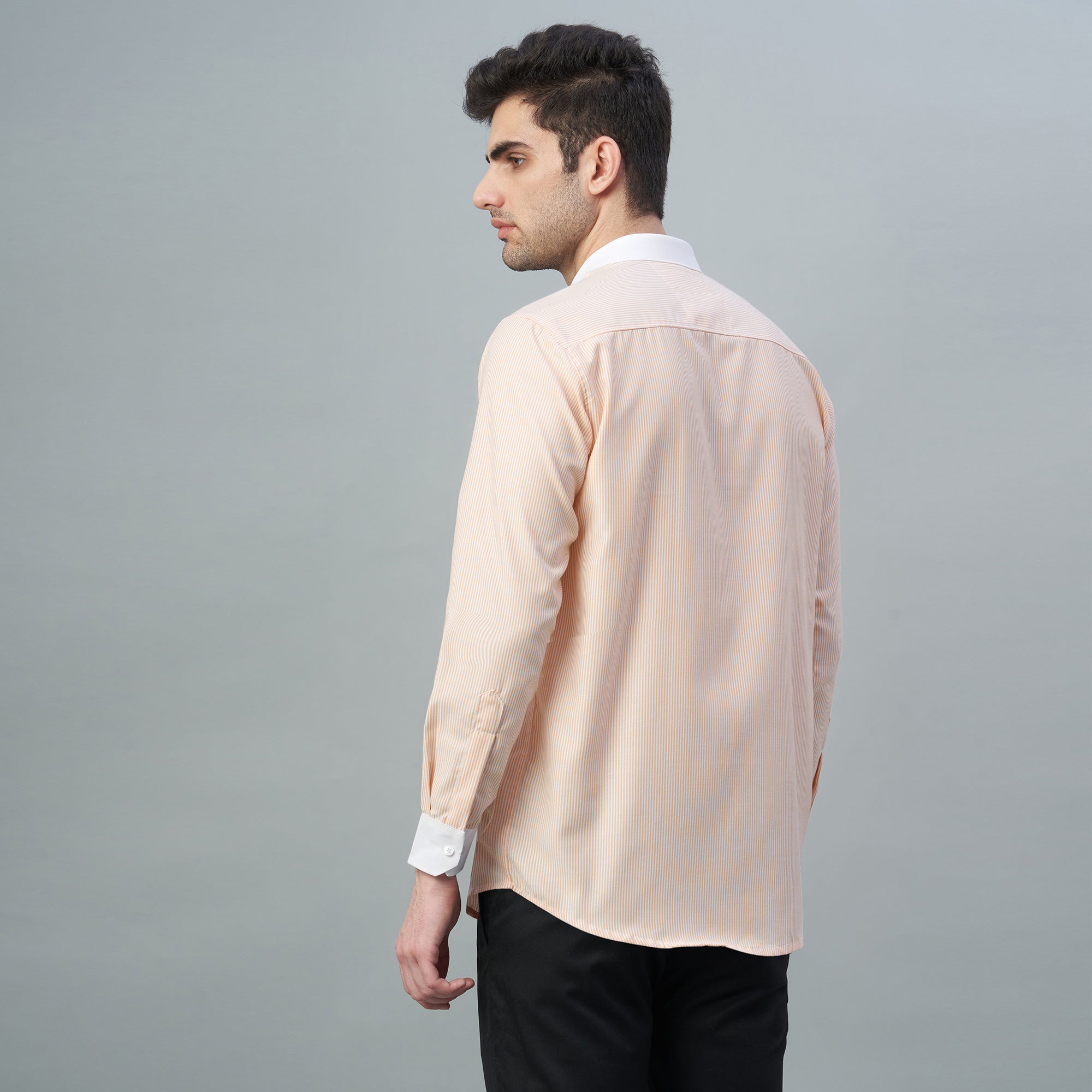 Men's Light Green Stripes 100% Cotton Shirt