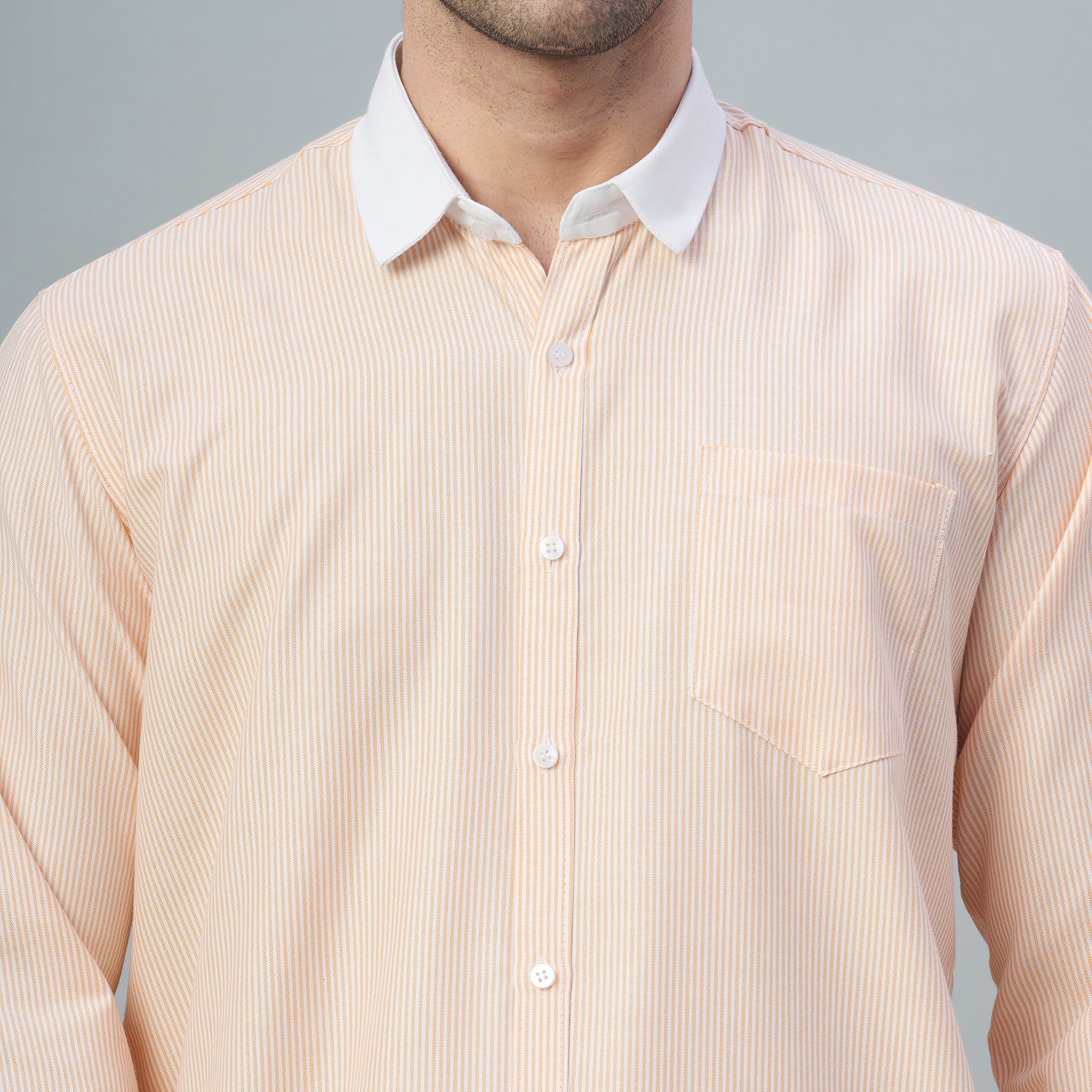 Men's Light Green Stripes 100% Cotton Shirt