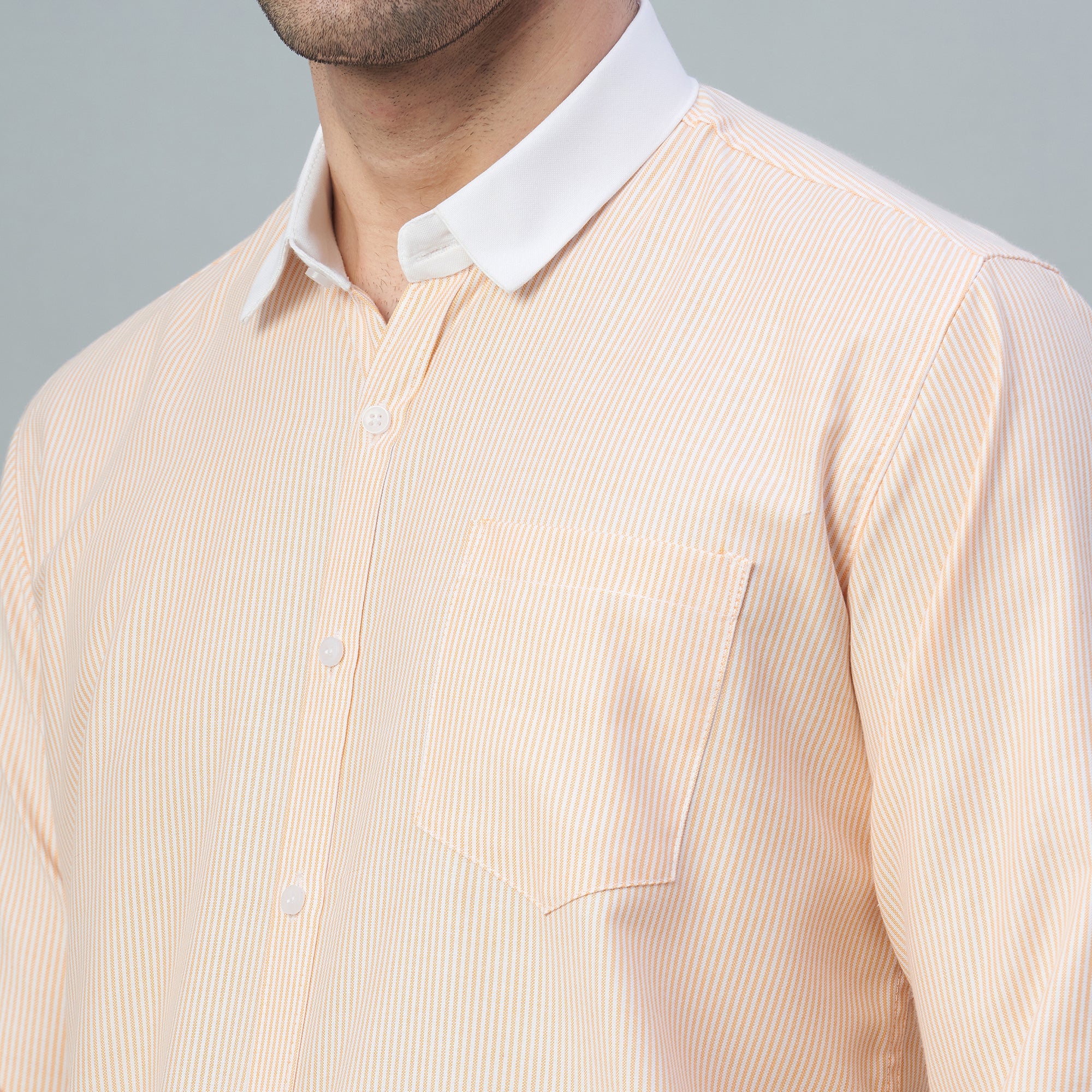 Men's Light Green Stripes 100% Cotton Shirt