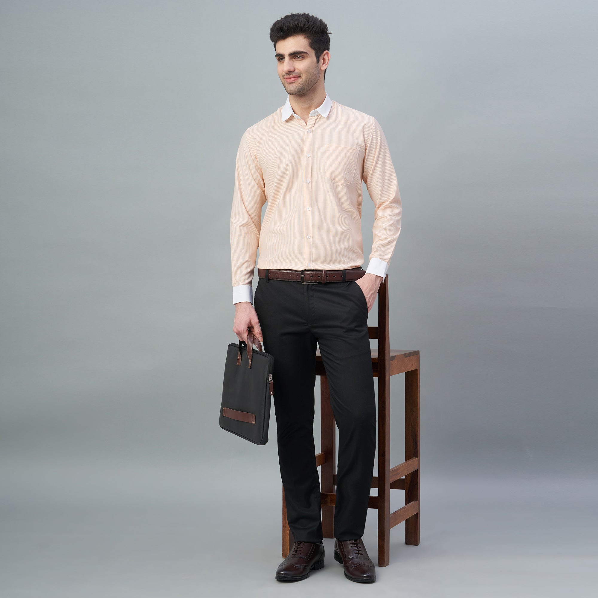 Men's Light Green Stripes 100% Cotton Shirt