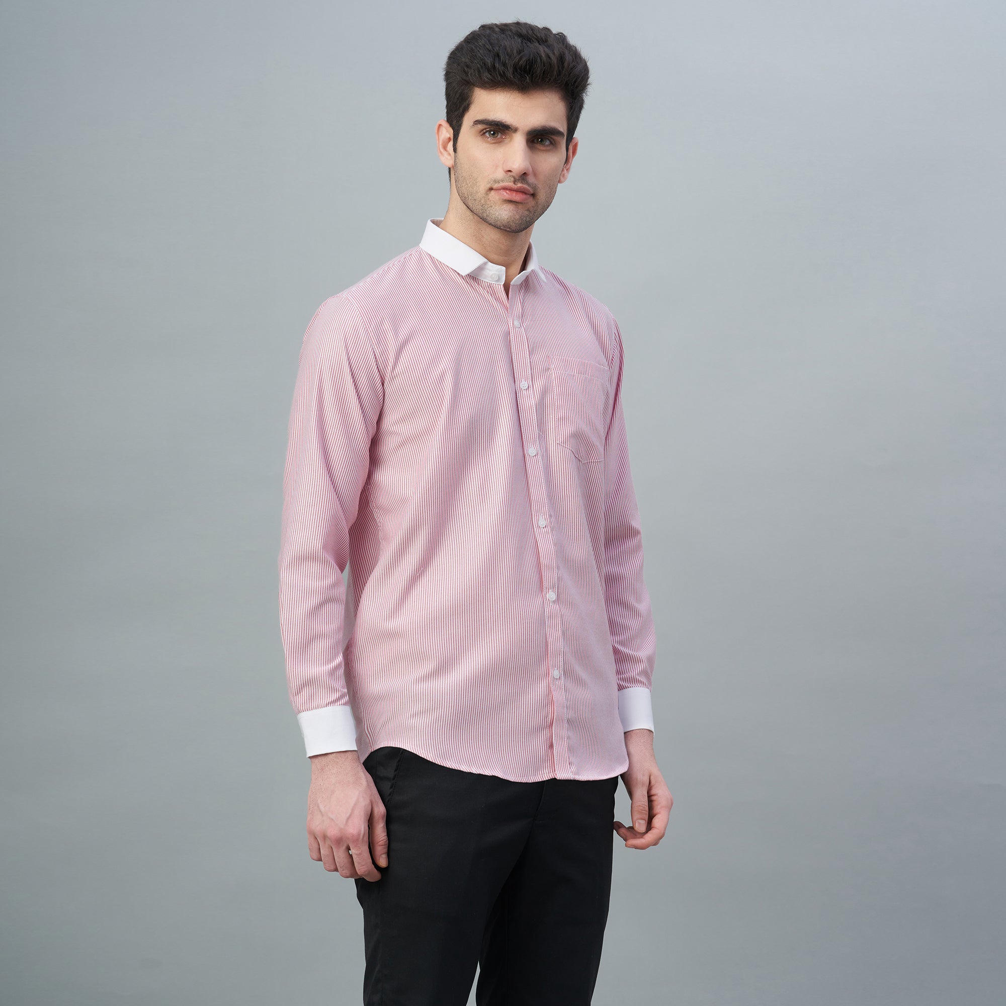 Men's Light Green Stripes 100% Cotton Shirt