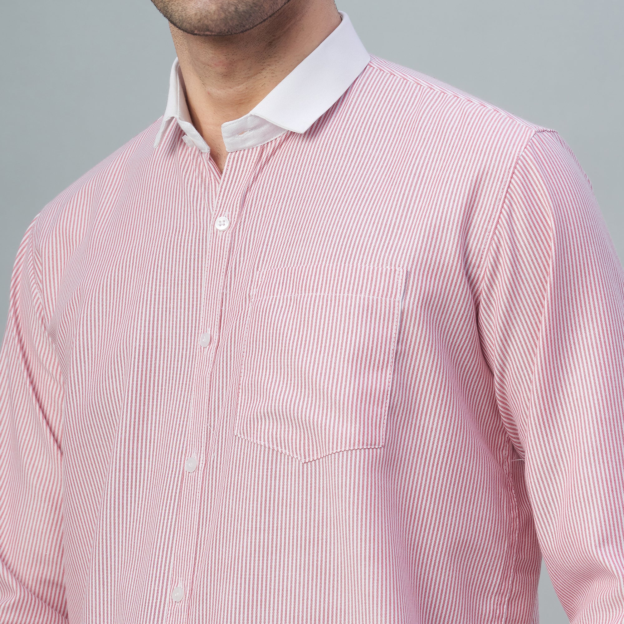 Men's Light Green Stripes 100% Cotton Shirt