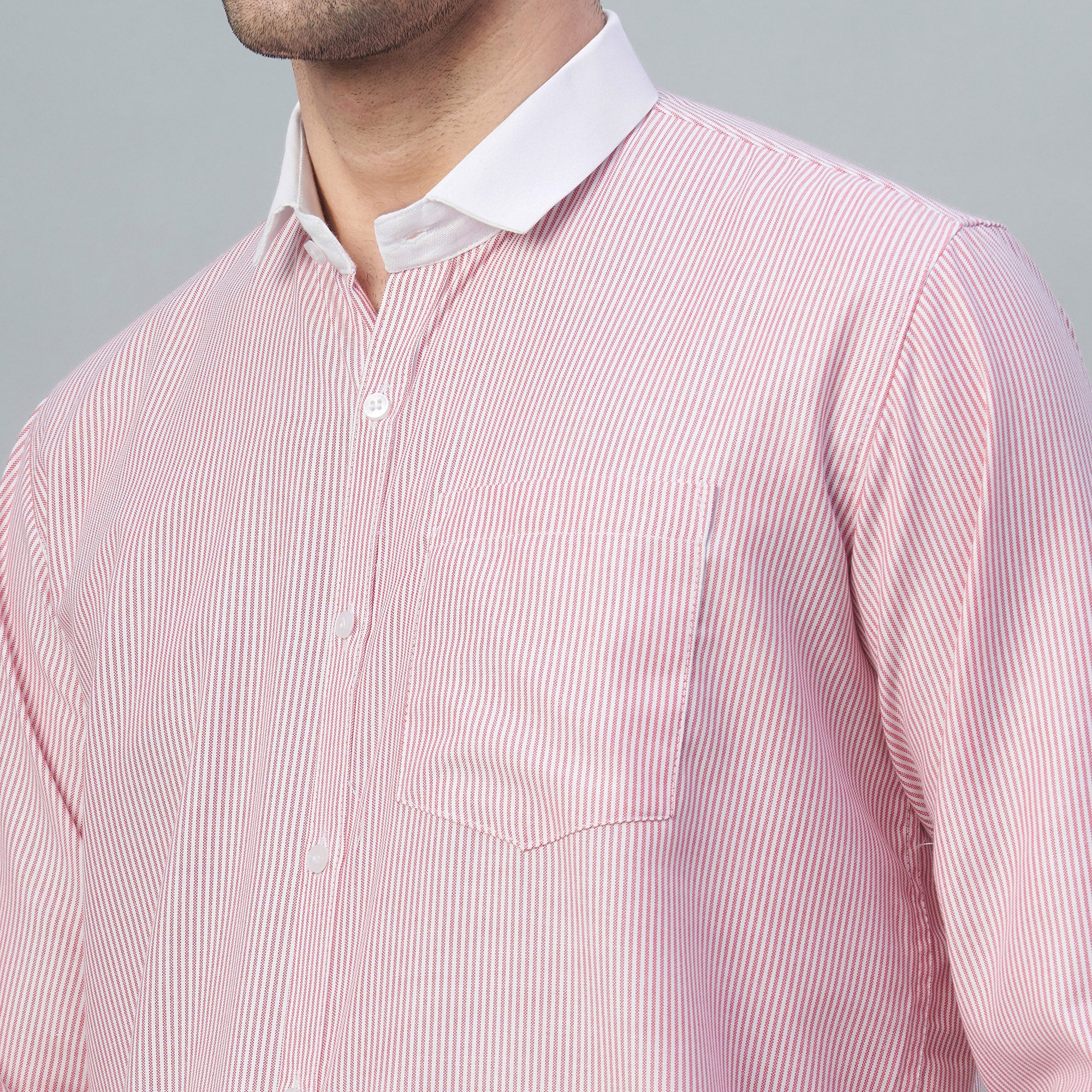 Men's Light Green Stripes 100% Cotton Shirt