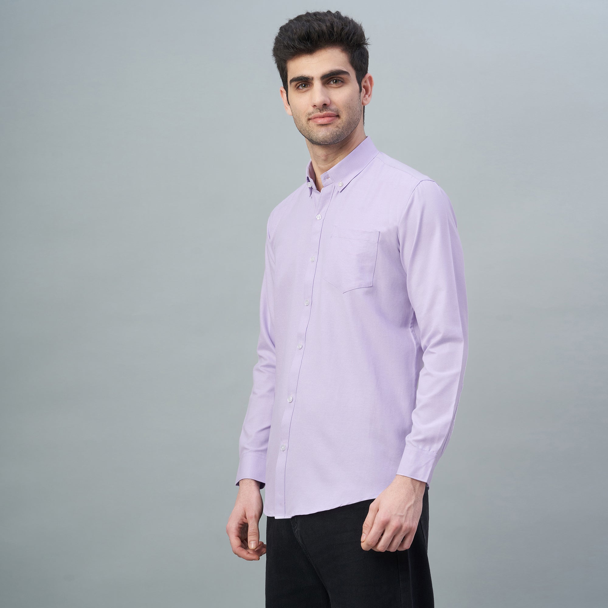 Men's Lavender Plain 100% Oxford Cotton Shirt