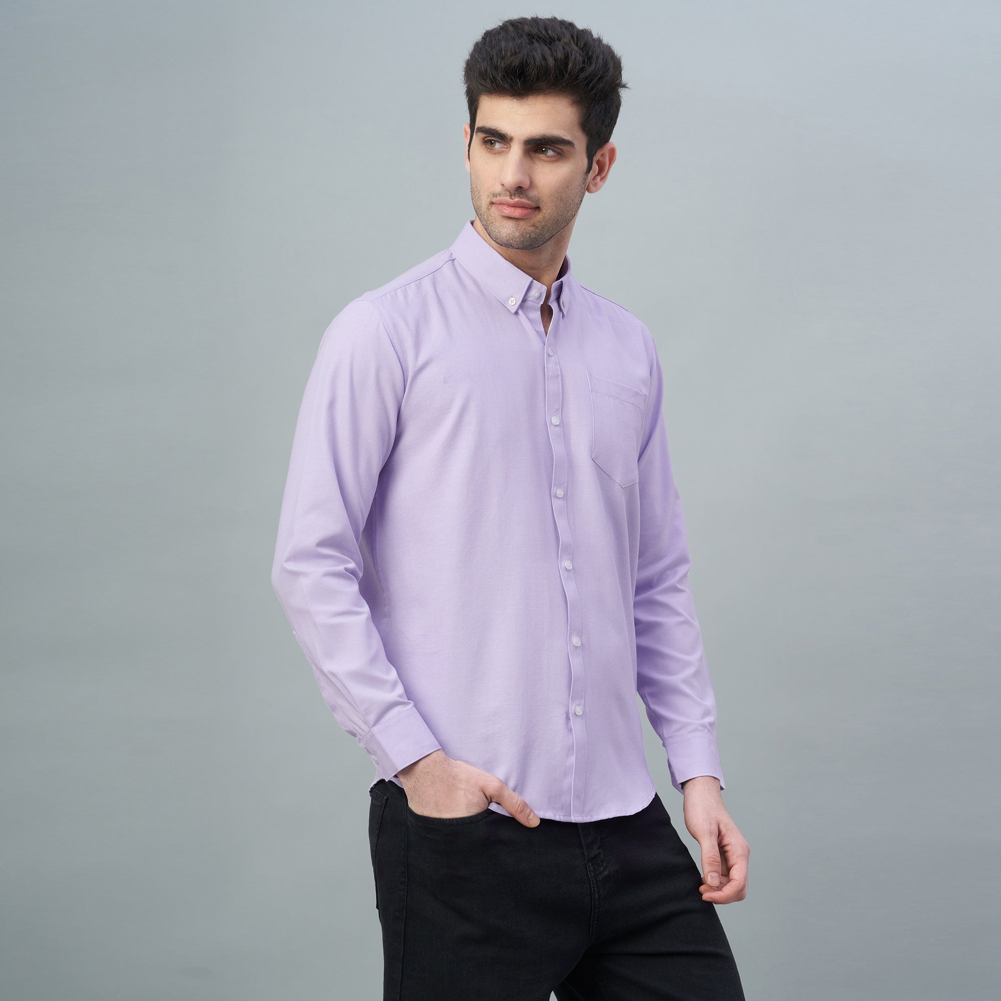 Men's Lavender Plain 100% Oxford Cotton Shirt