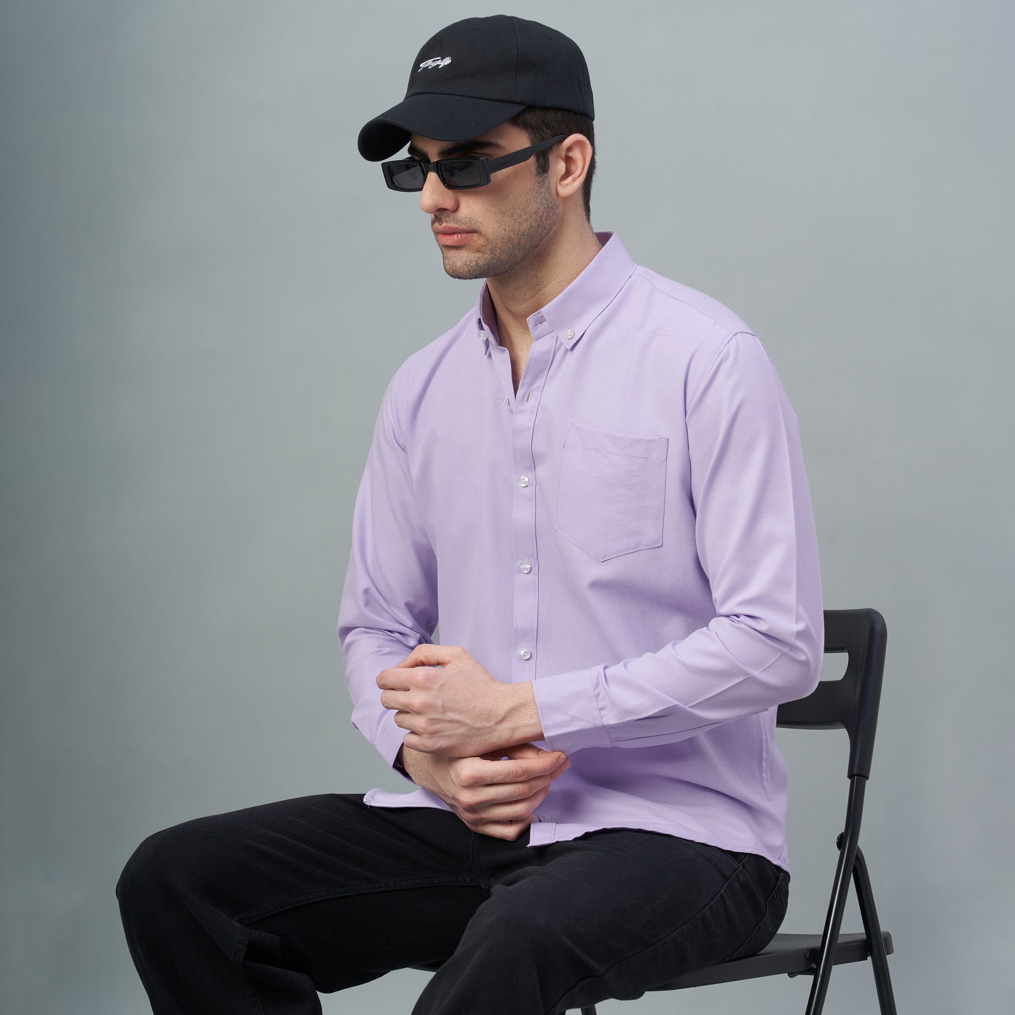 Men's Lavender Plain 100% Oxford Cotton Shirt