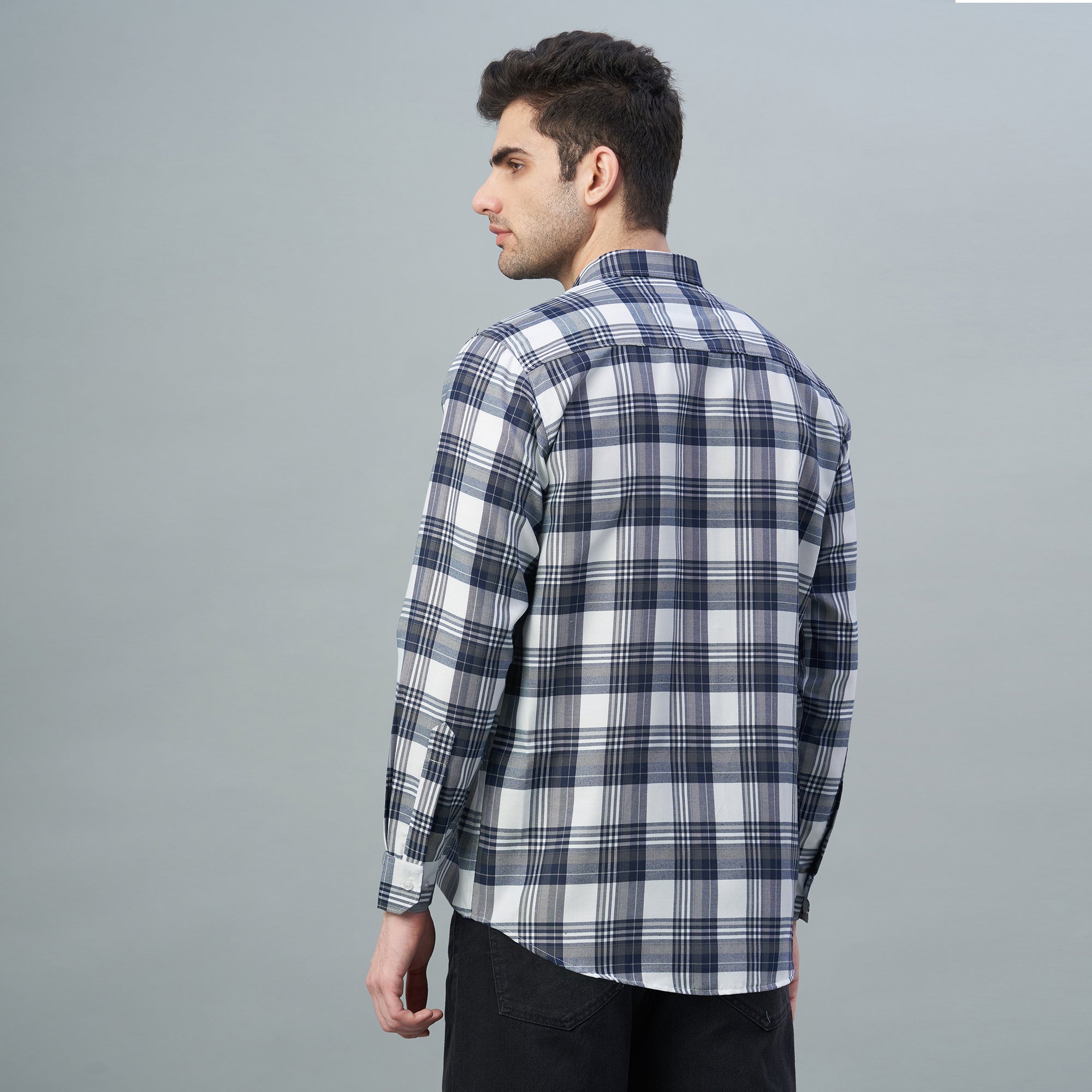 Men's Grey Checks 100% Cotton Shirt