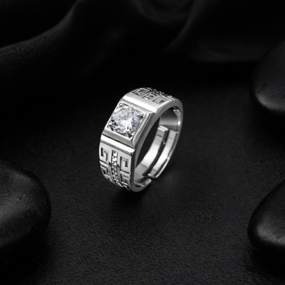 Cubic Zirconia Studded Adjustable Men's Finger Ring