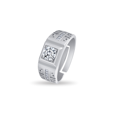 Cubic Zirconia Studded Adjustable Men's Finger Ring