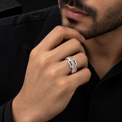Emperor Style Sterling Silver Ring Finger Ring for Men