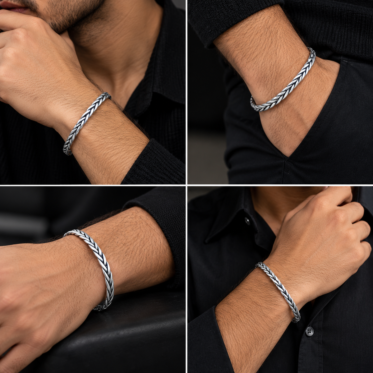 The "Viking" Braided Oxidized Silver Cuff Bracelet