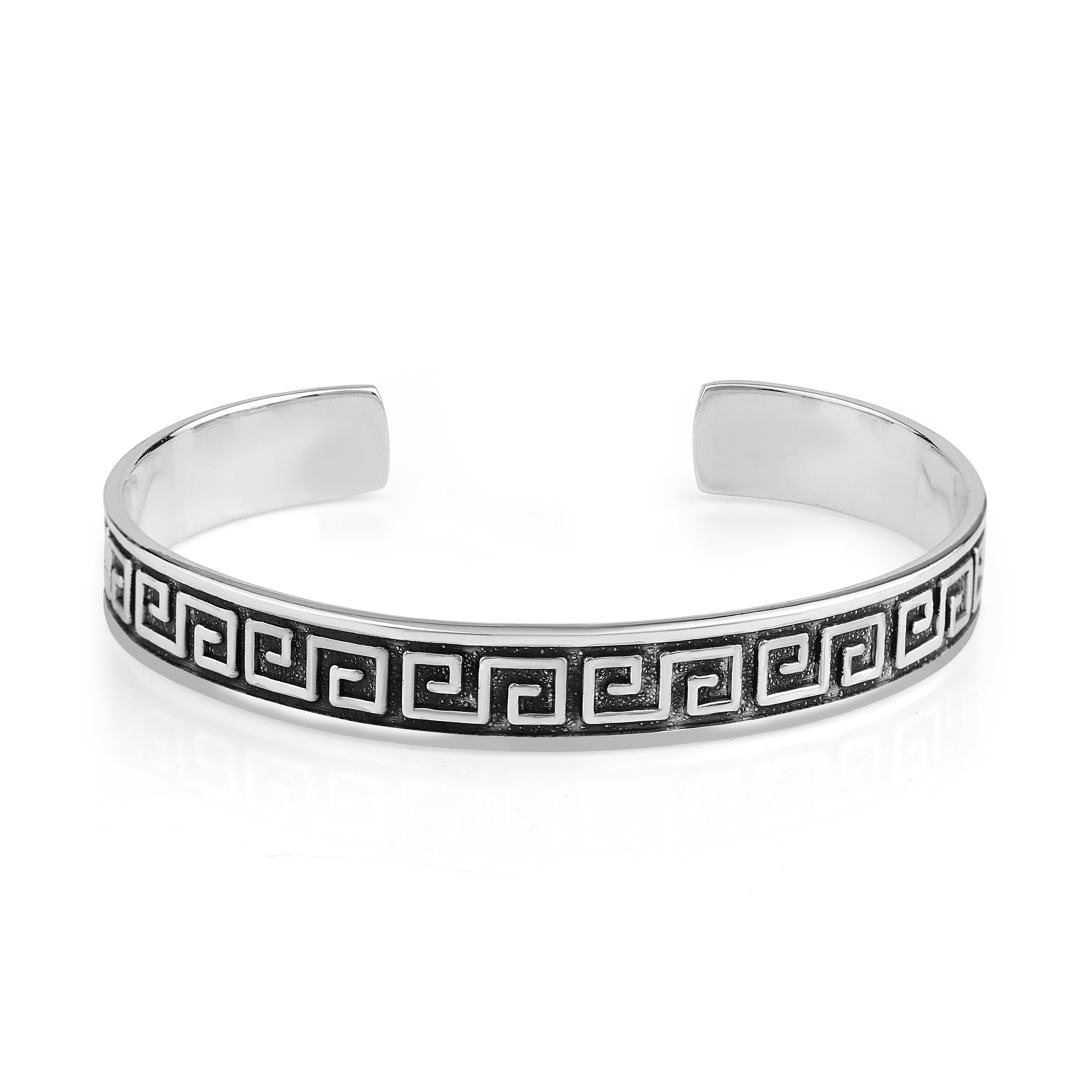 925 Sterling Silver Greek Key Cuff Kada