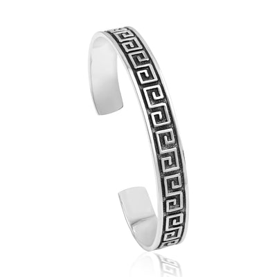 925 Sterling Silver Greek Key Cuff Kada