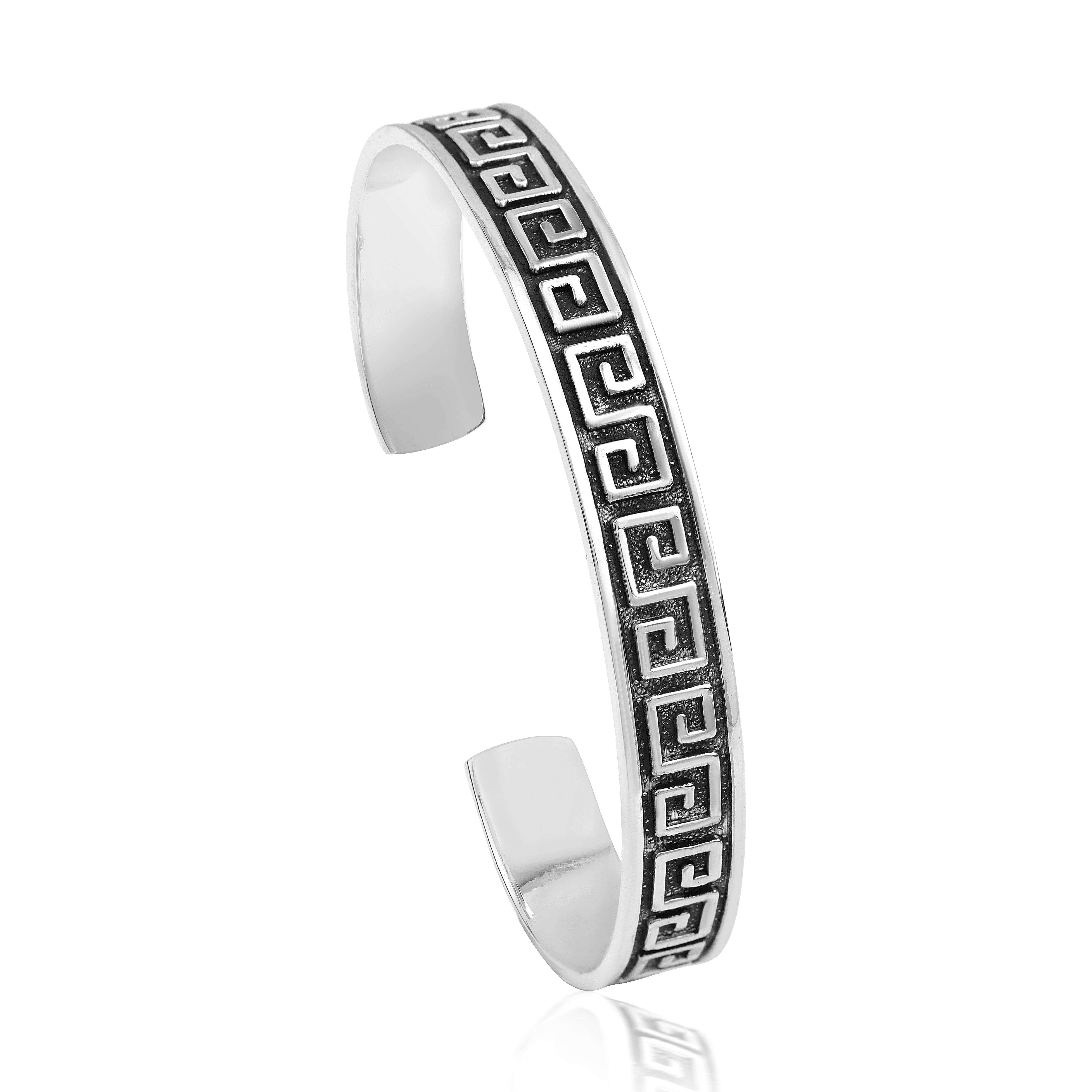 925 Sterling Silver Greek Key Cuff Kada