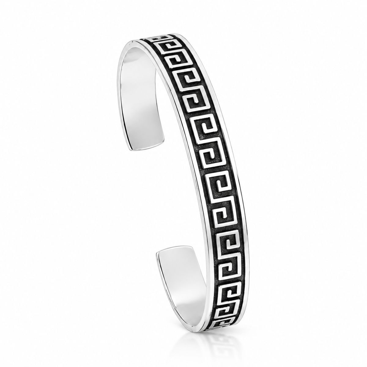 925 Sterling Silver Greek Key Cuff Kada