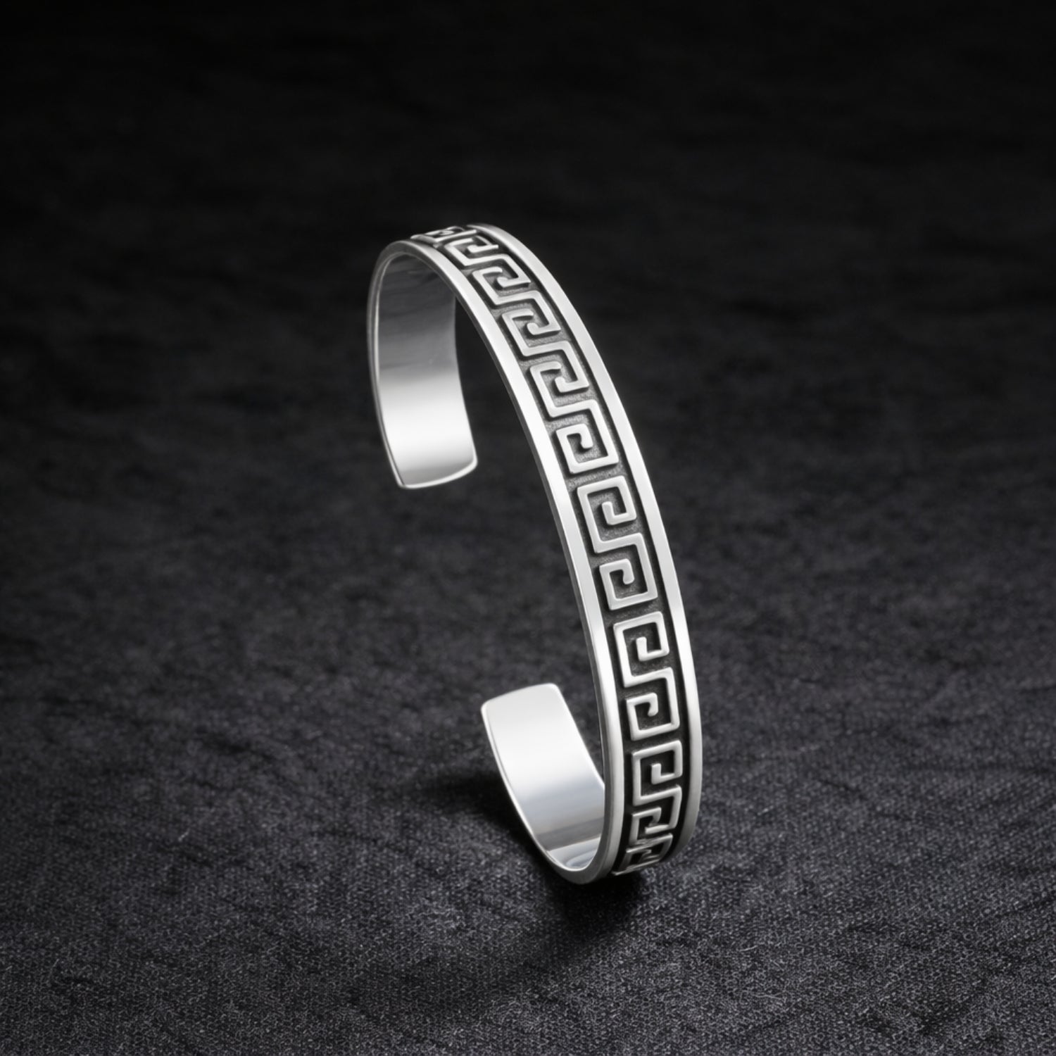 925 Sterling Silver Greek Key Cuff Kada