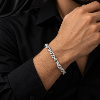Textured Oval Link Bracelet