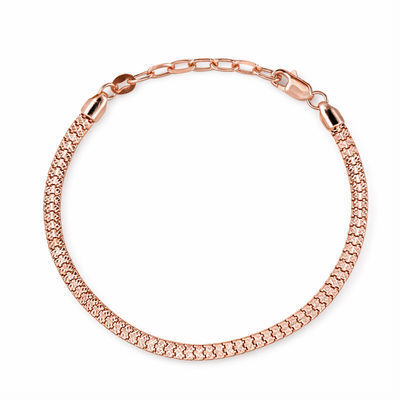 Mesh Chain Classic Rose Gold Plated 925 Sterling Silver Chain Bracelet