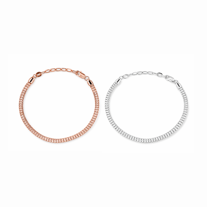 Mesh Chain Classic Rose Gold Plated 925 Sterling Silver Chain Bracelet