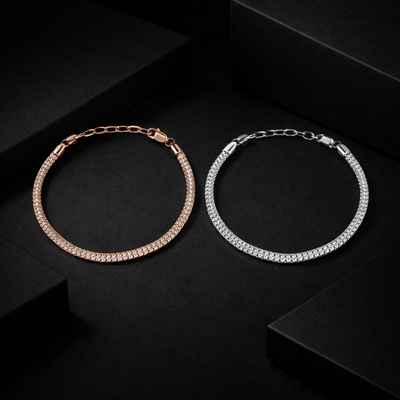 Mesh Chain Classic Rose Gold Plated 925 Sterling Silver Chain Bracelet