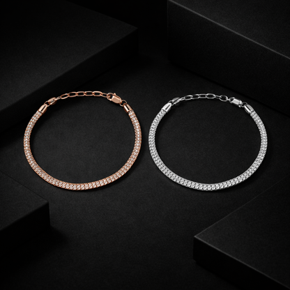 Mesh Chain Classic Rose Gold Plated 925 Sterling Silver Chain Bracelet